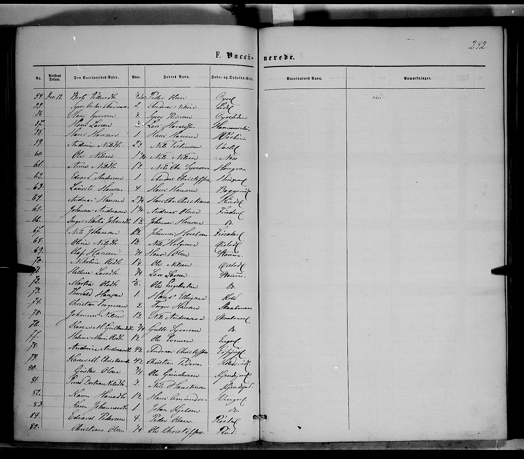 Nordre Land prestekontor, AV/SAH-PREST-124/H/Ha/Haa/L0001: Parish register (official) no. 1, 1860-1871, p. 242