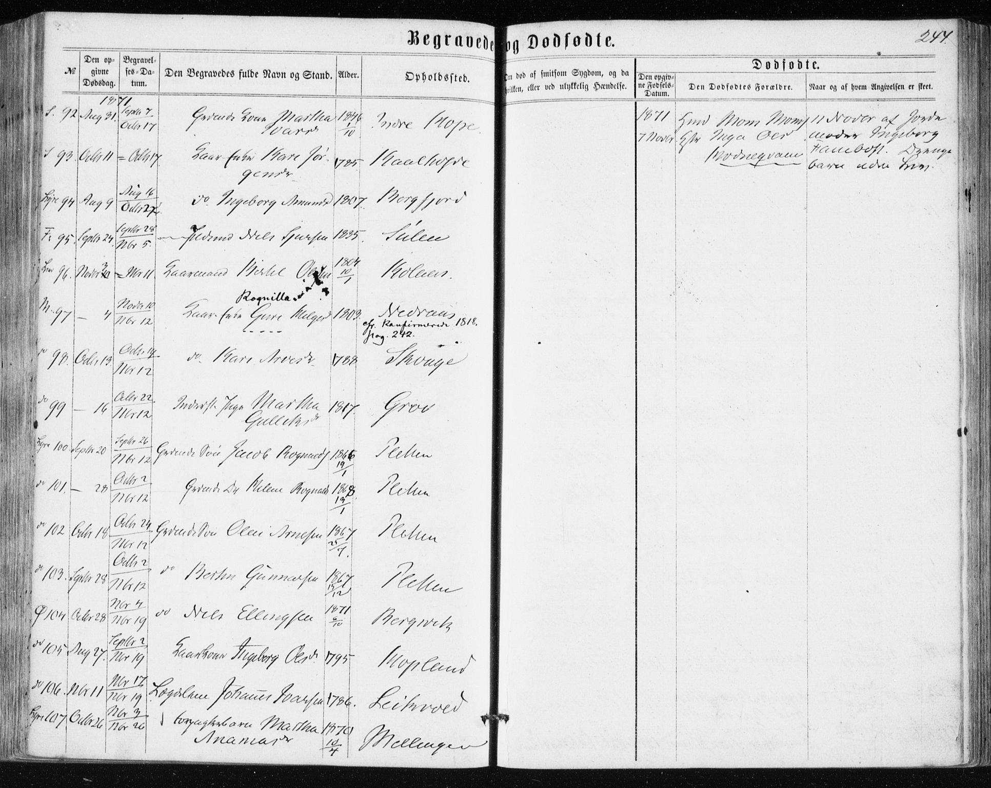 Lindås Sokneprestembete, AV/SAB-A-76701/H/Haa/Haaa/L0016: Parish register (official) no. A 16, 1863-1875, p. 244