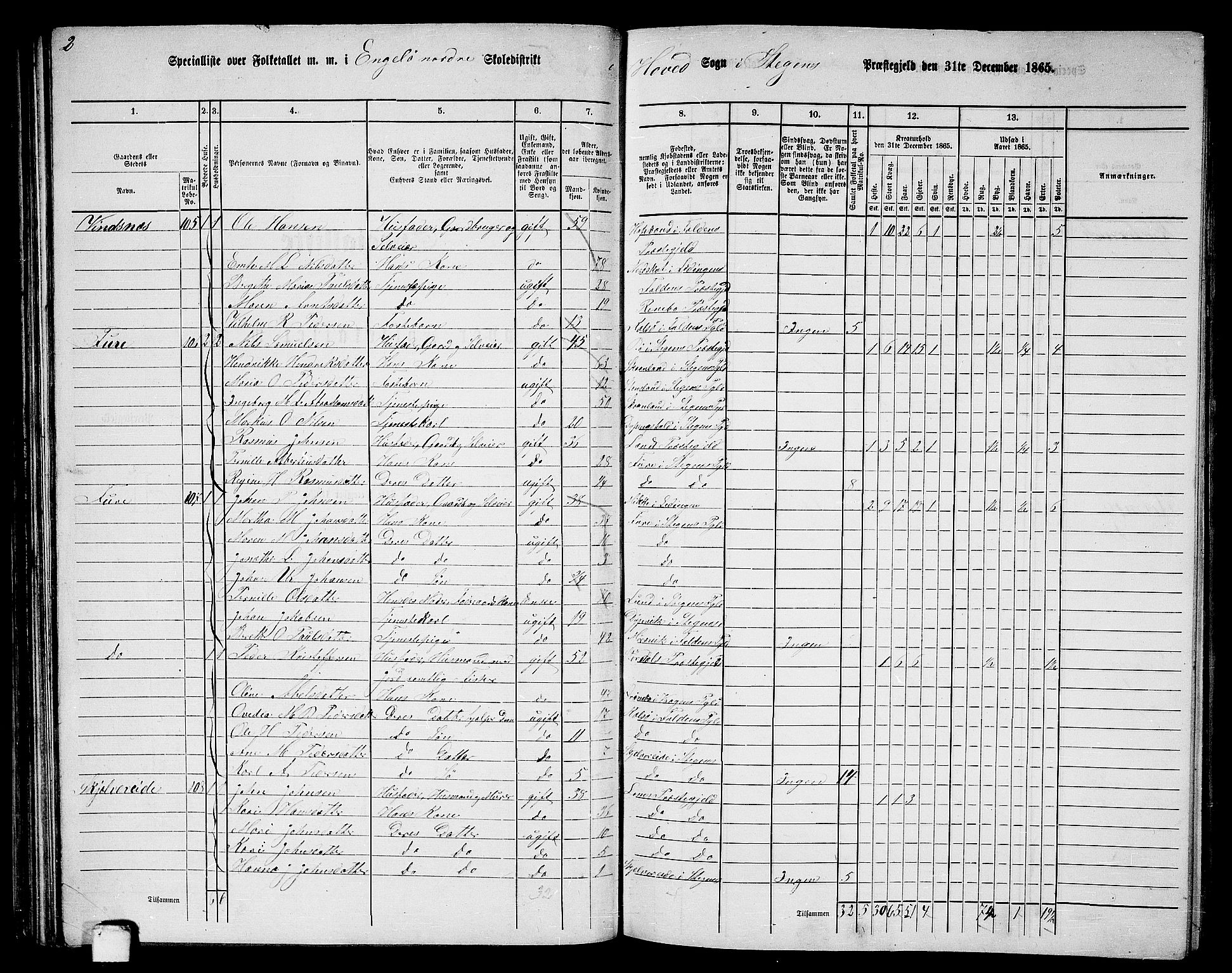 RA, 1865 census for Steigen, 1865, p. 60