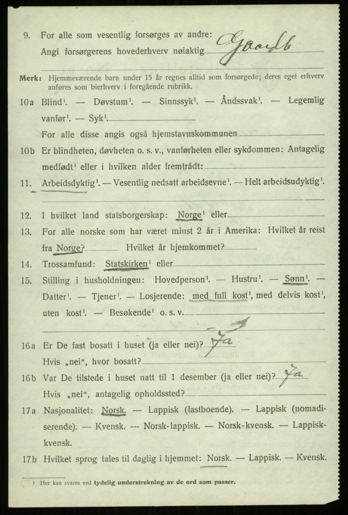 SATØ, 1920 census for Trondenes, 1920, p. 3663