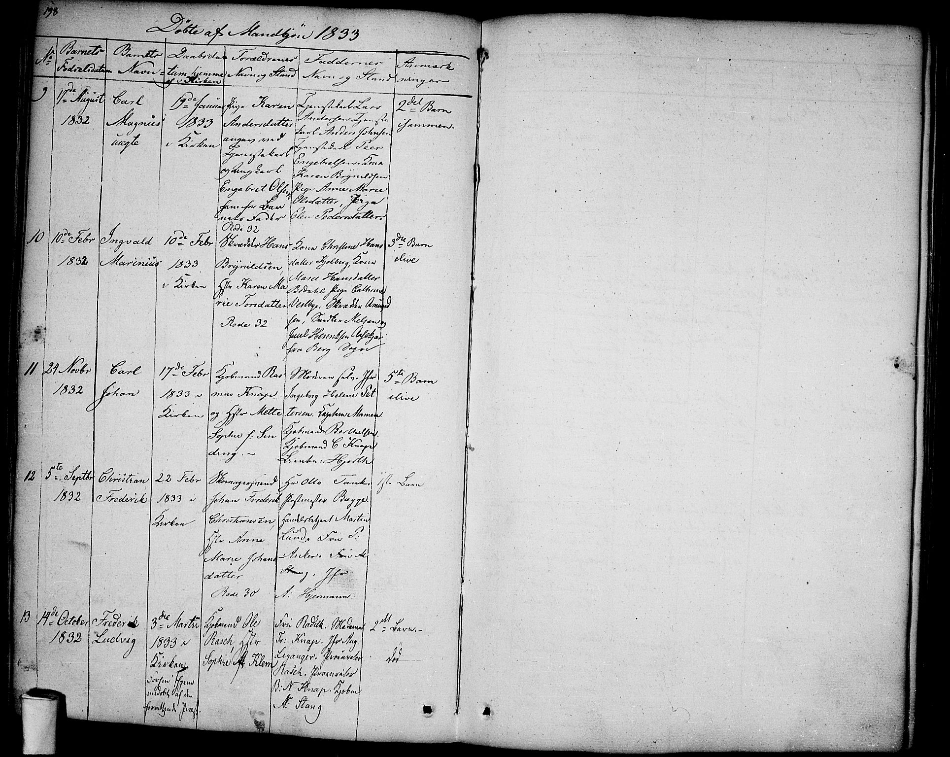 Halden prestekontor Kirkebøker, AV/SAO-A-10909/F/Fa/L0004: Parish register (official) no. I 4, 1823-1834, p. 198