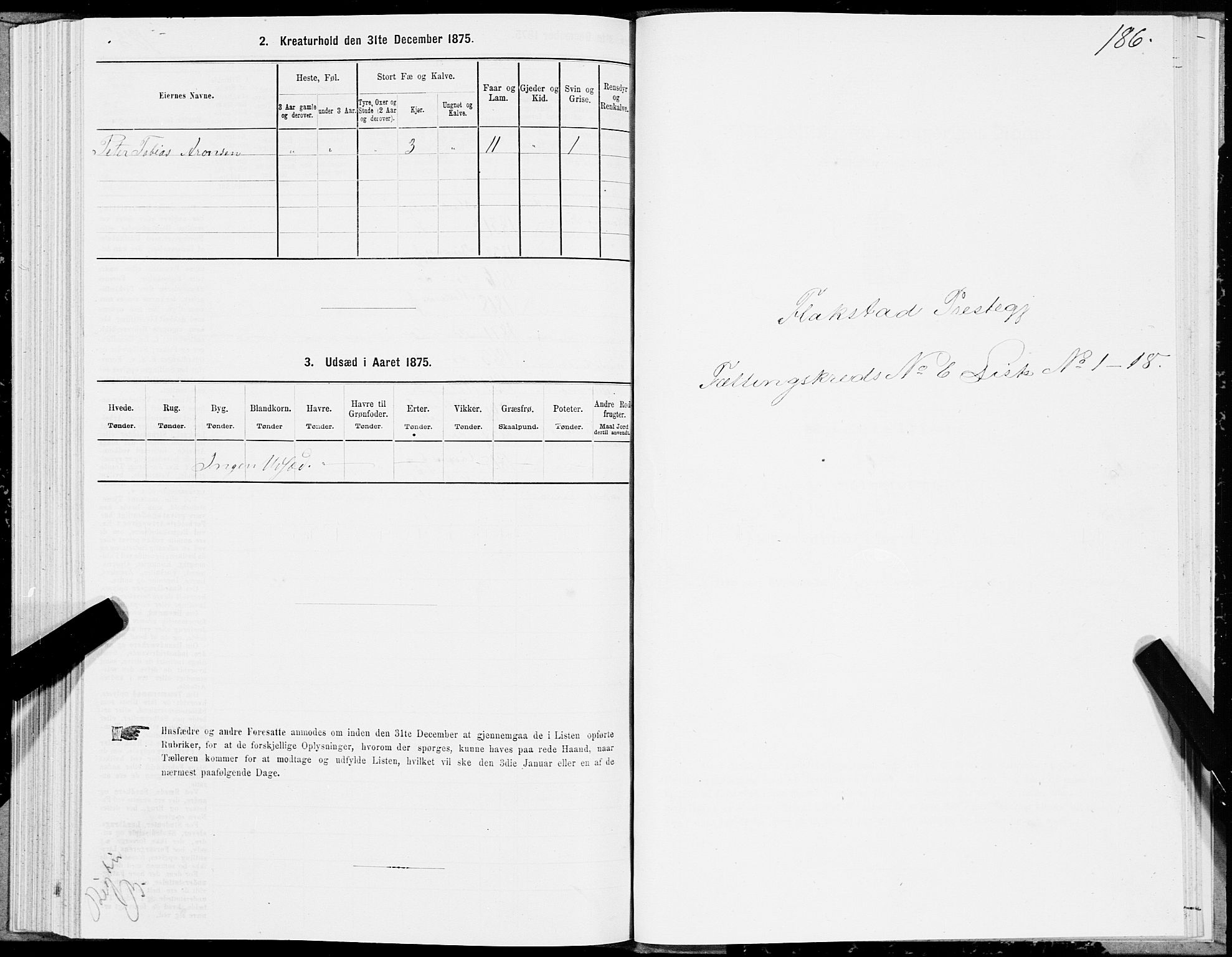 SAT, 1875 census for 1859P Flakstad, 1875, p. 2186