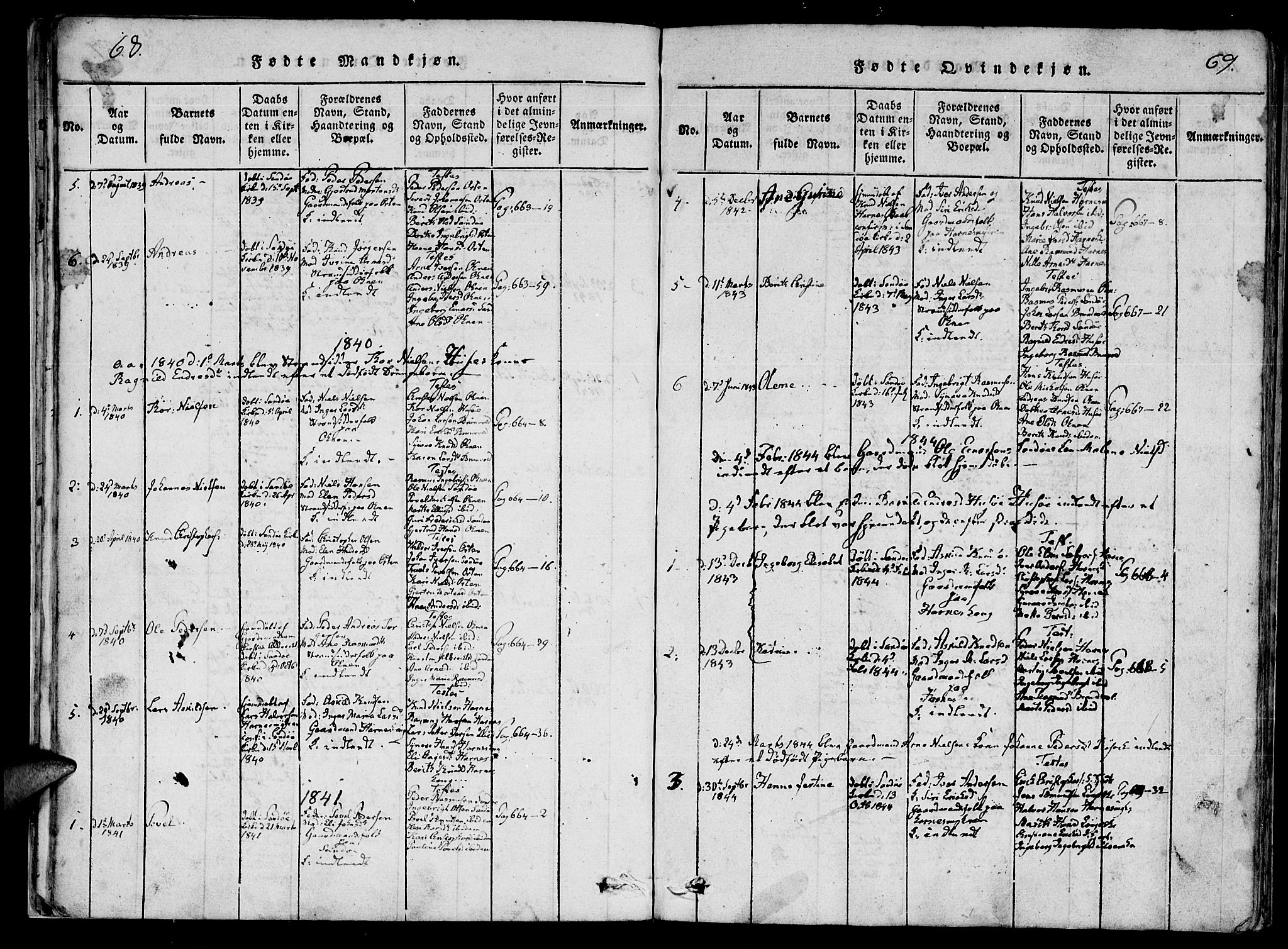 Ministerialprotokoller, klokkerbøker og fødselsregistre - Møre og Romsdal, AV/SAT-A-1454/561/L0727: Parish register (official) no. 561A01, 1817-1858, p. 68-69