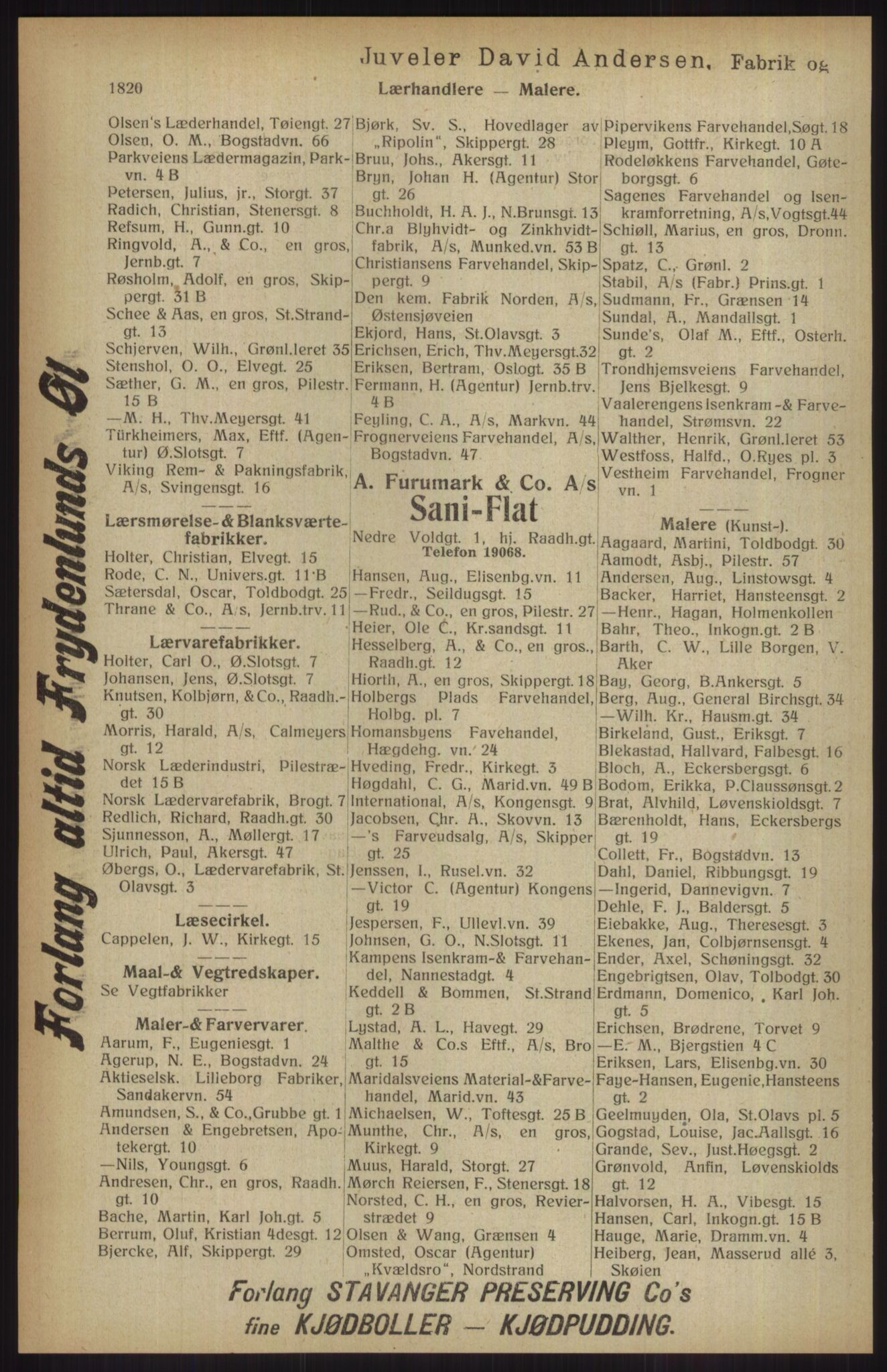 Kristiania/Oslo adressebok, PUBL/-, 1914, p. 1820