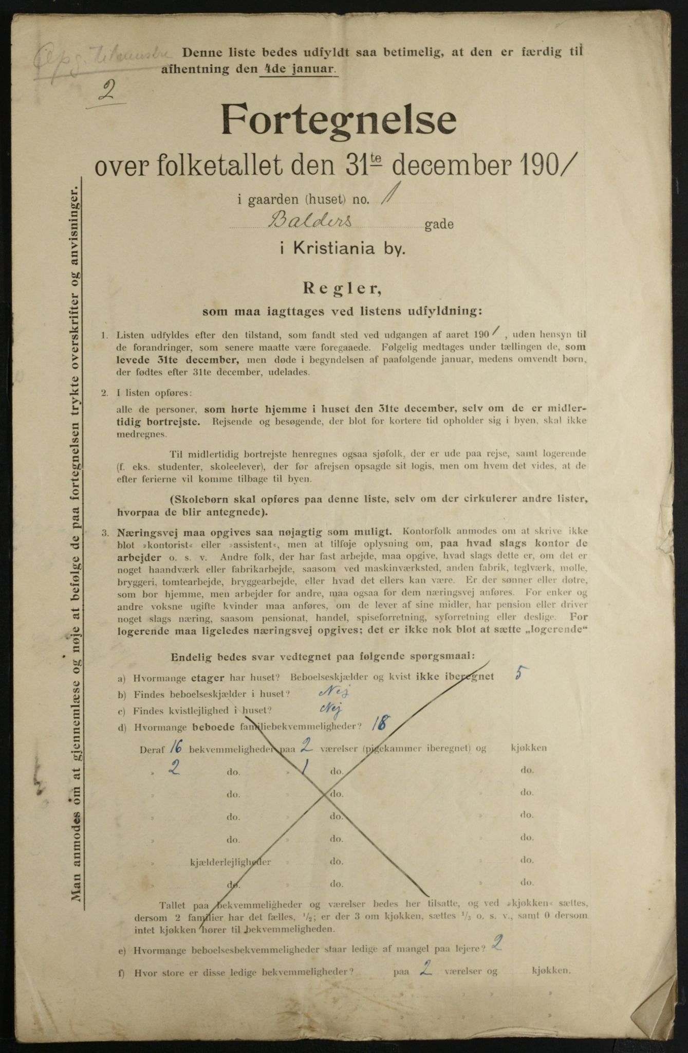 OBA, Municipal Census 1901 for Kristiania, 1901, p. 600