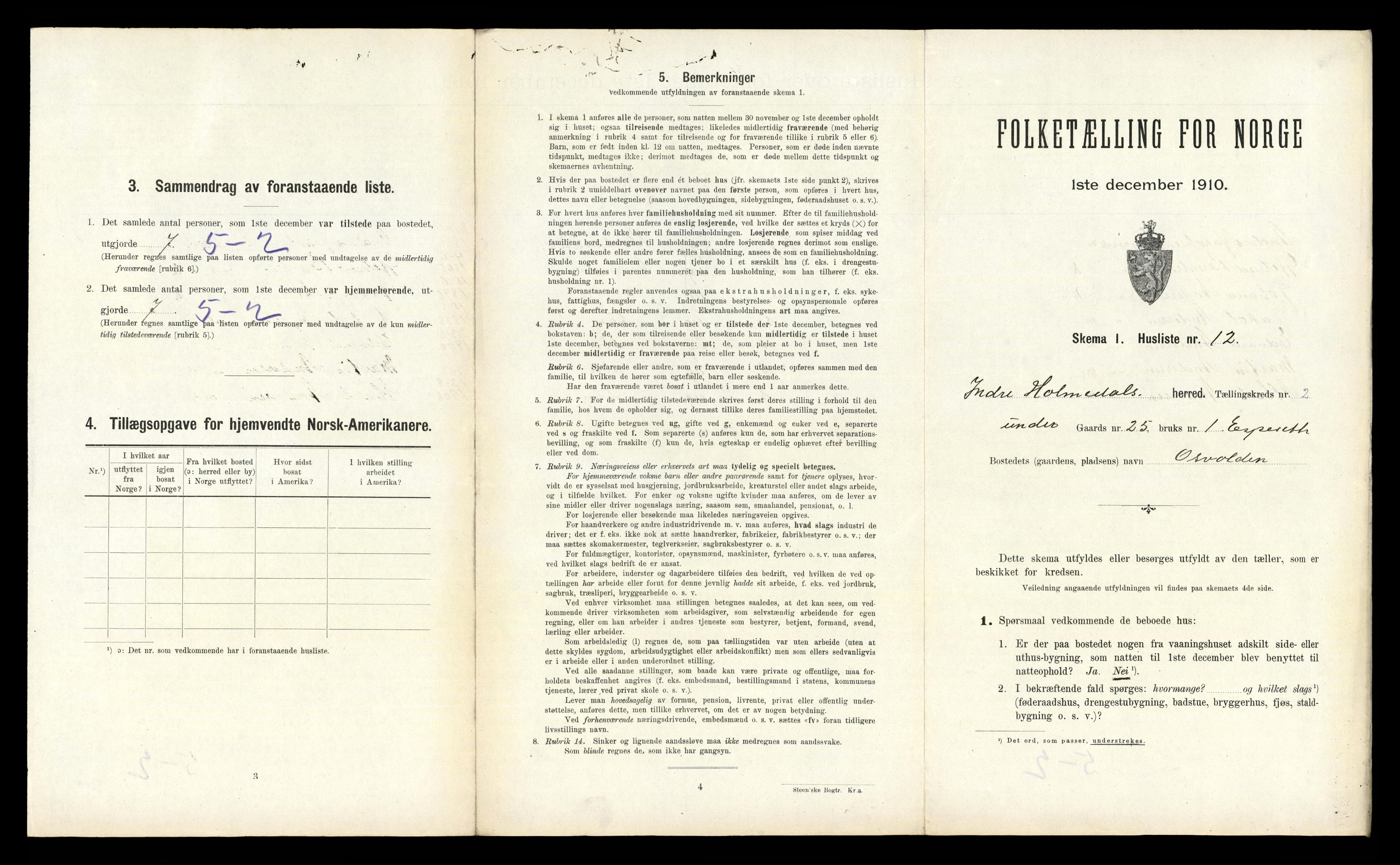 RA, 1910 census for Indre Holmedal, 1910, p. 140