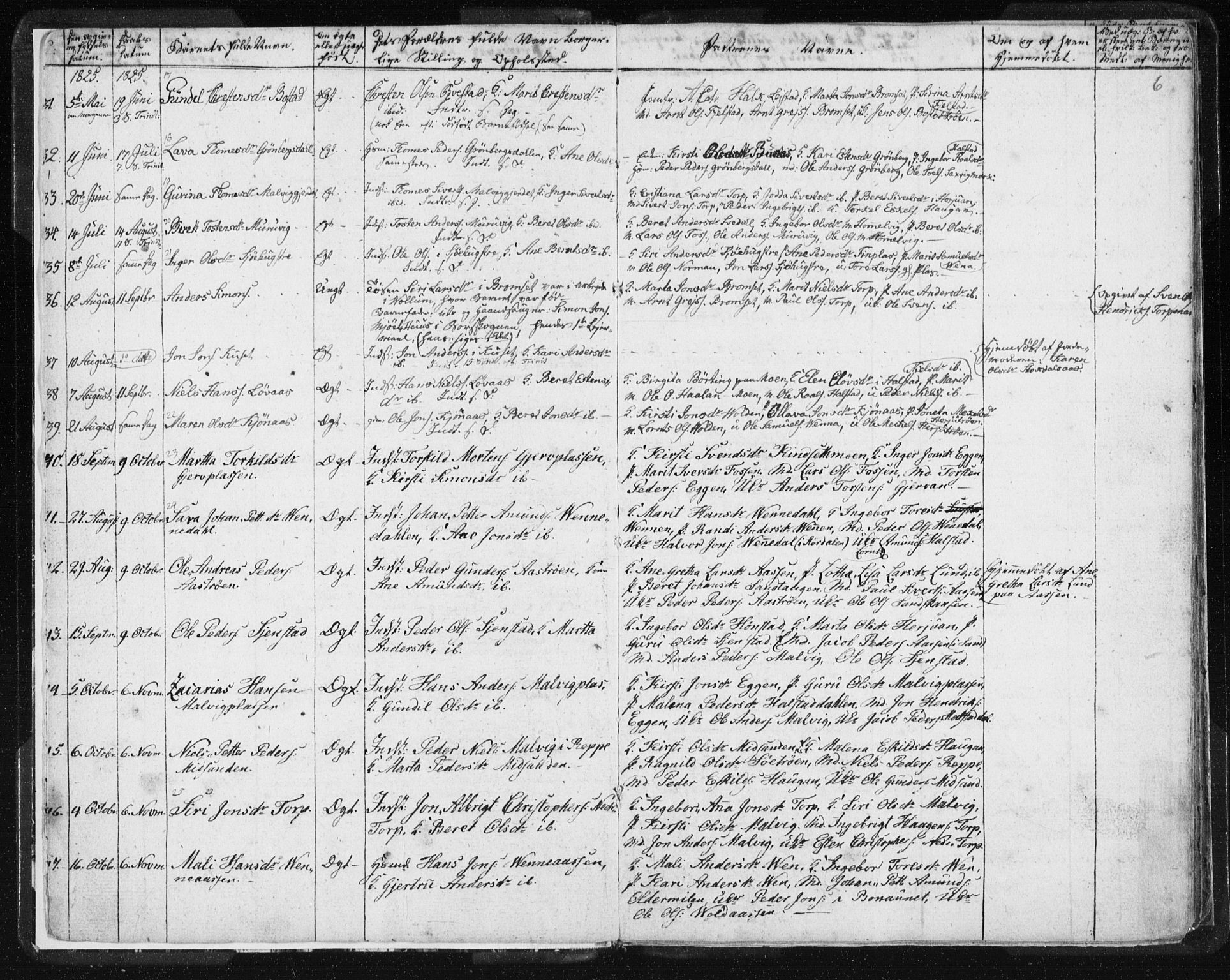 Ministerialprotokoller, klokkerbøker og fødselsregistre - Sør-Trøndelag, SAT/A-1456/616/L0404: Parish register (official) no. 616A01, 1823-1831, p. 6
