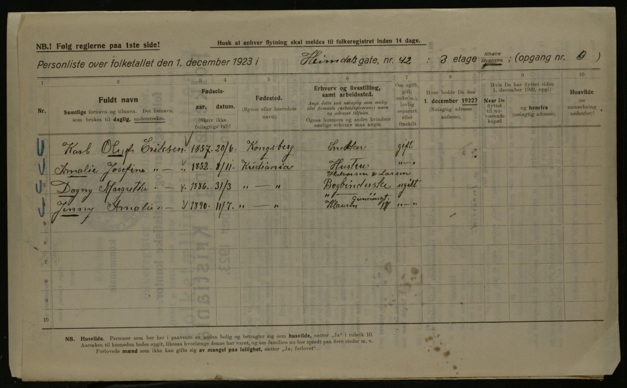 OBA, Municipal Census 1923 for Kristiania, 1923, p. 42171