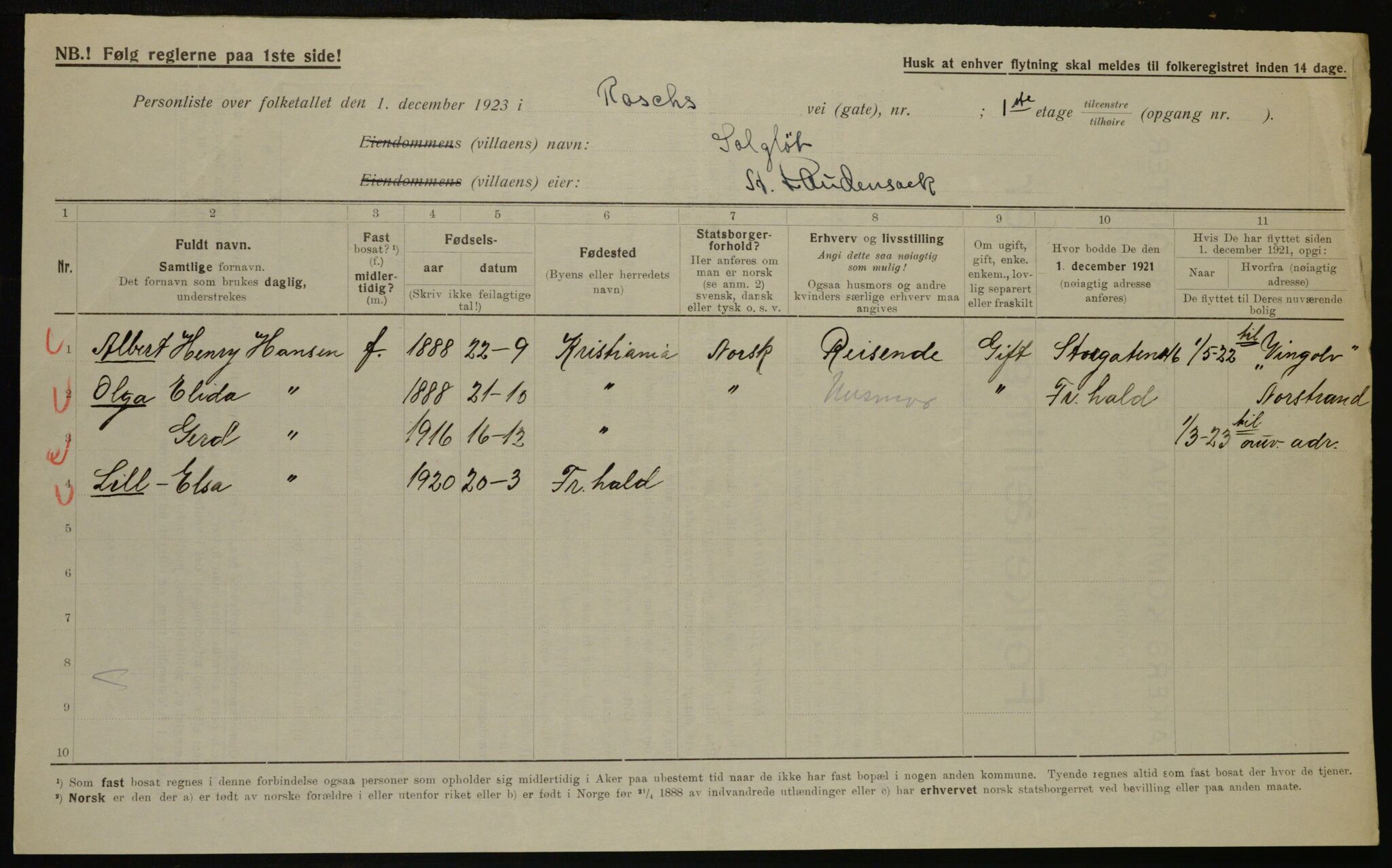 , Municipal Census 1923 for Aker, 1923, p. 44362