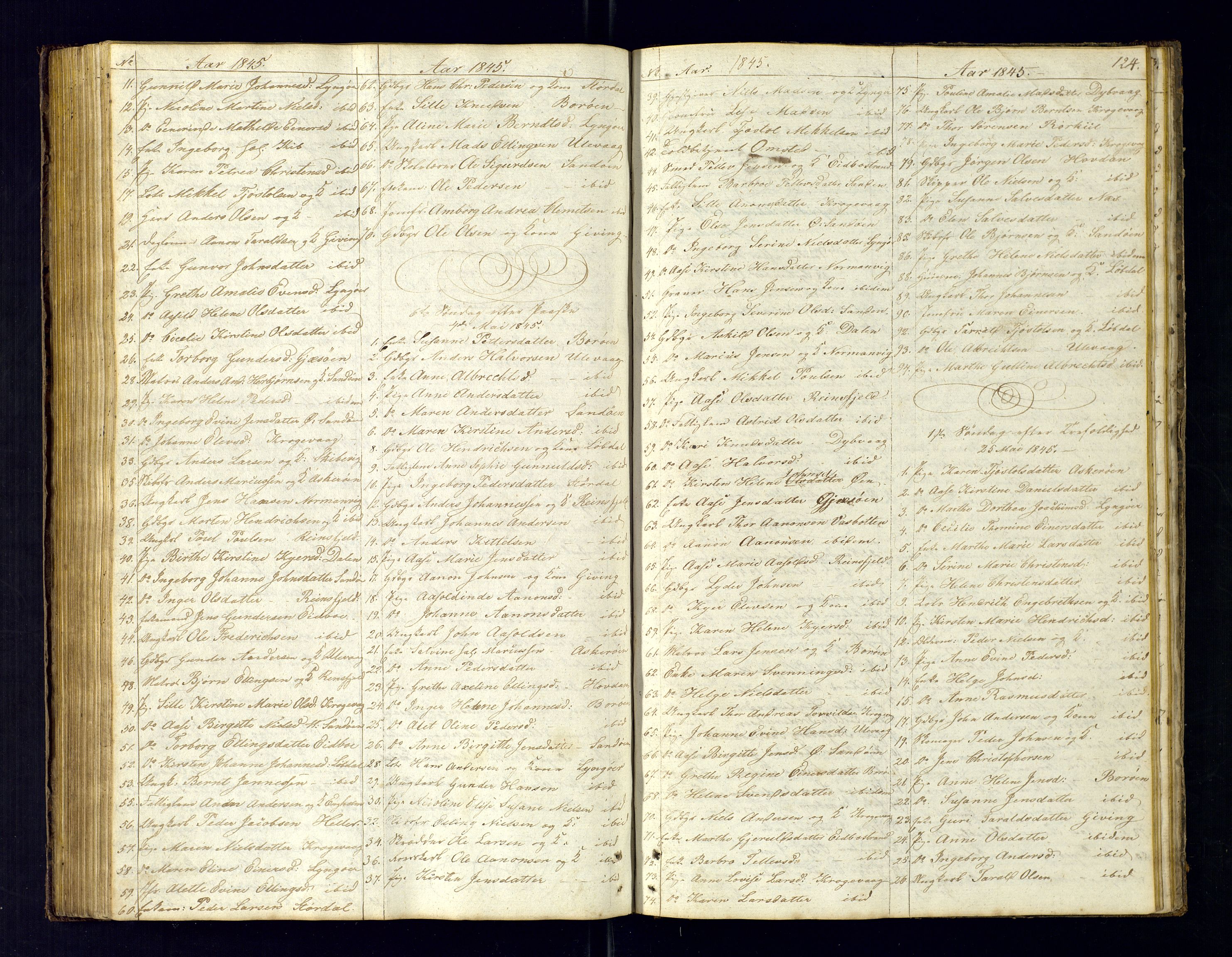 Dypvåg sokneprestkontor, SAK/1111-0007/F/Fc/Fca/L0002: Communicants register no. C-2, 1831-1848, p. 124