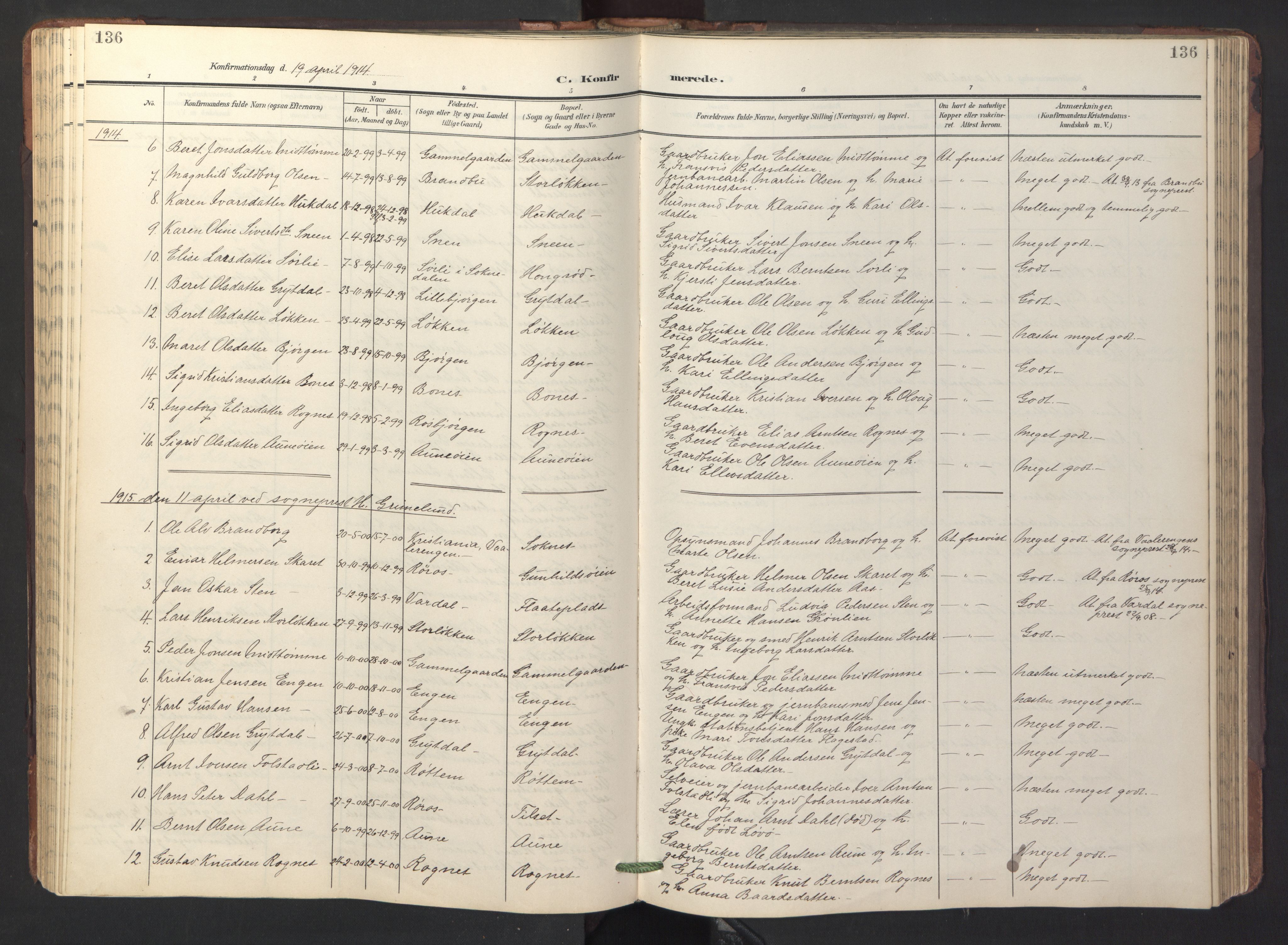 Ministerialprotokoller, klokkerbøker og fødselsregistre - Sør-Trøndelag, SAT/A-1456/687/L1019: Parish register (copy) no. 687C03, 1904-1931, p. 136