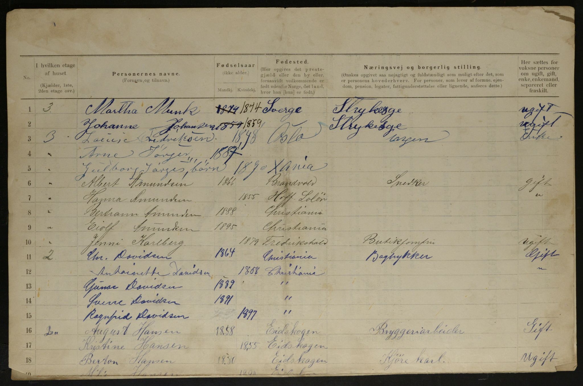 OBA, Municipal Census 1901 for Kristiania, 1901, p. 5964