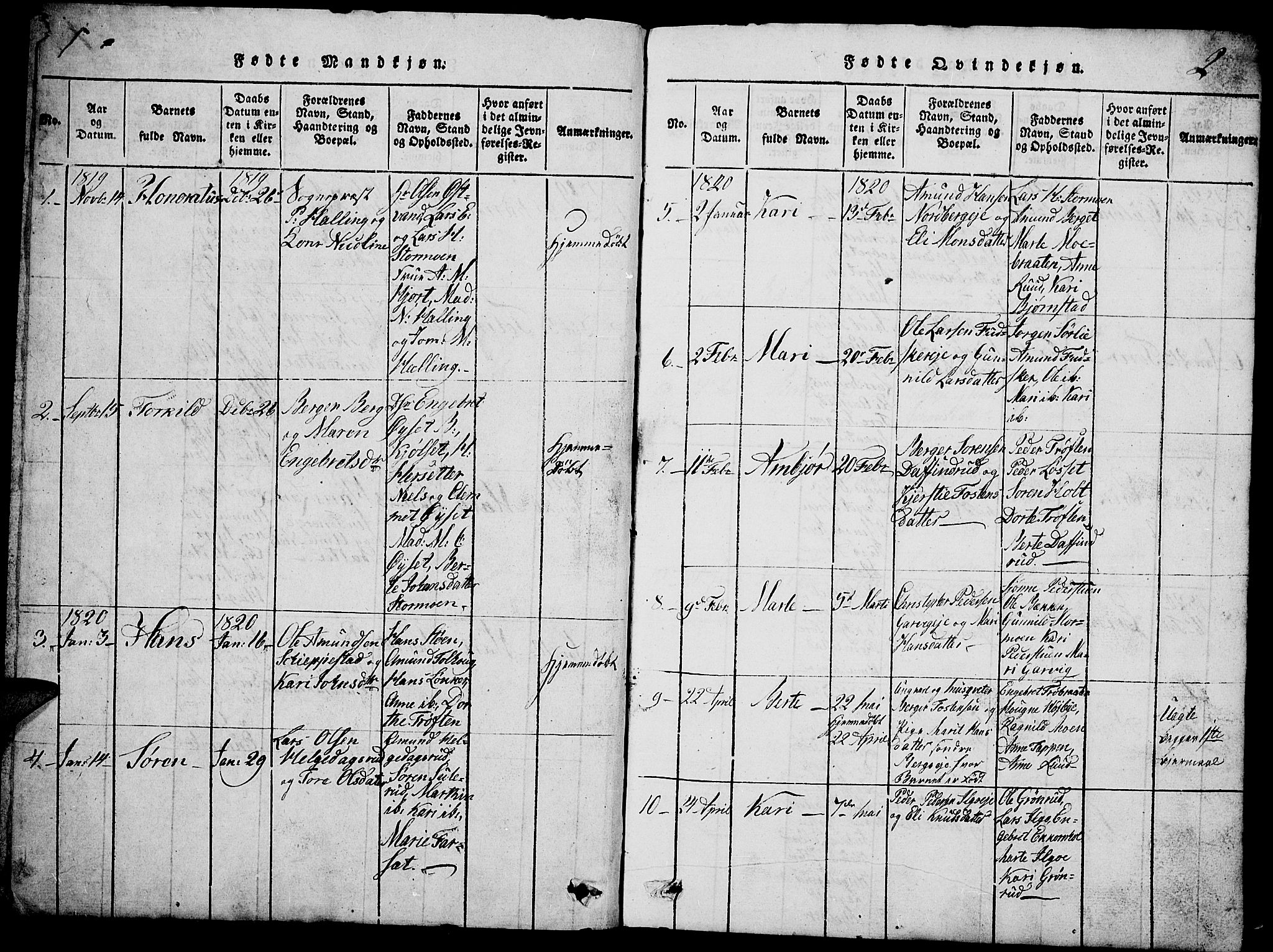 Nord-Odal prestekontor, AV/SAH-PREST-032/H/Ha/Hab/L0001: Parish register (copy) no. 1, 1819-1838, p. 2