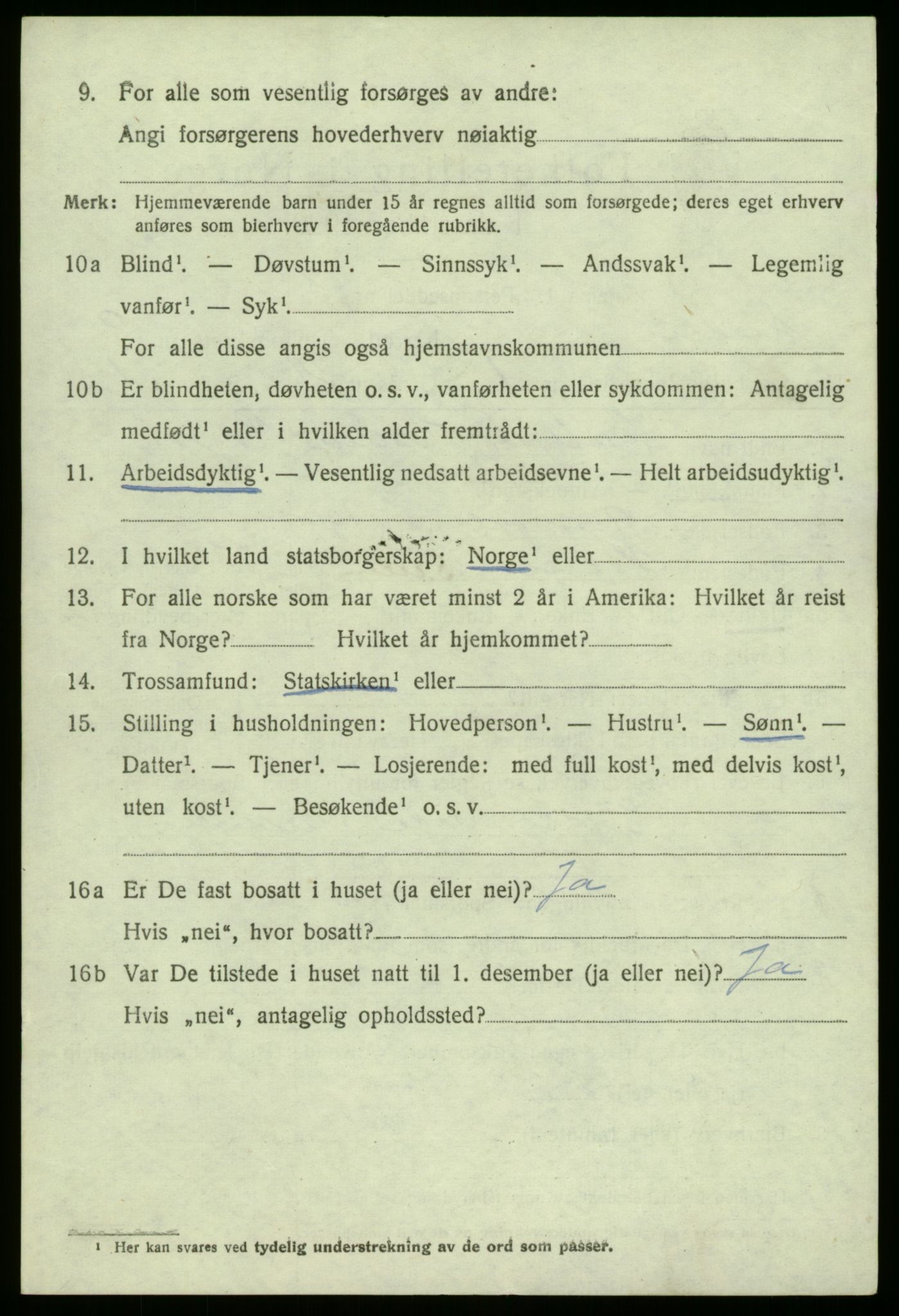 SAB, 1920 census for Solund, 1920, p. 3249