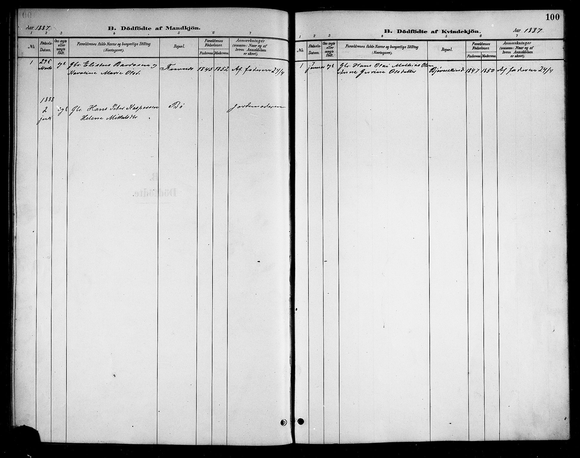 Ministerialprotokoller, klokkerbøker og fødselsregistre - Nordland, AV/SAT-A-1459/898/L1427: Parish register (copy) no. 898C02, 1887-1917, p. 100