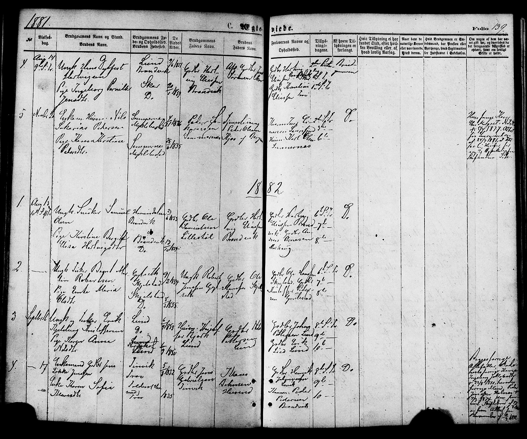 Ministerialprotokoller, klokkerbøker og fødselsregistre - Nordland, SAT/A-1459/857/L0821: Parish register (official) no. 857A01, 1875-1889, p. 139