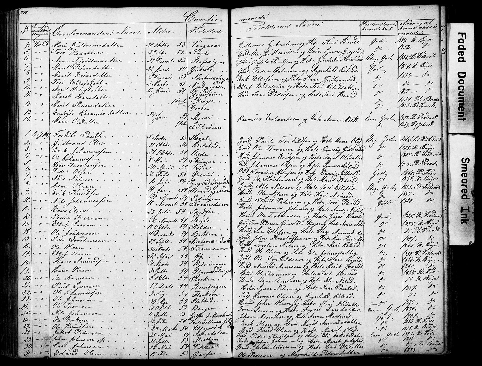 Lom prestekontor, SAH/PREST-070/L/L0012: Parish register (copy) no. 12, 1845-1873, p. 390-391