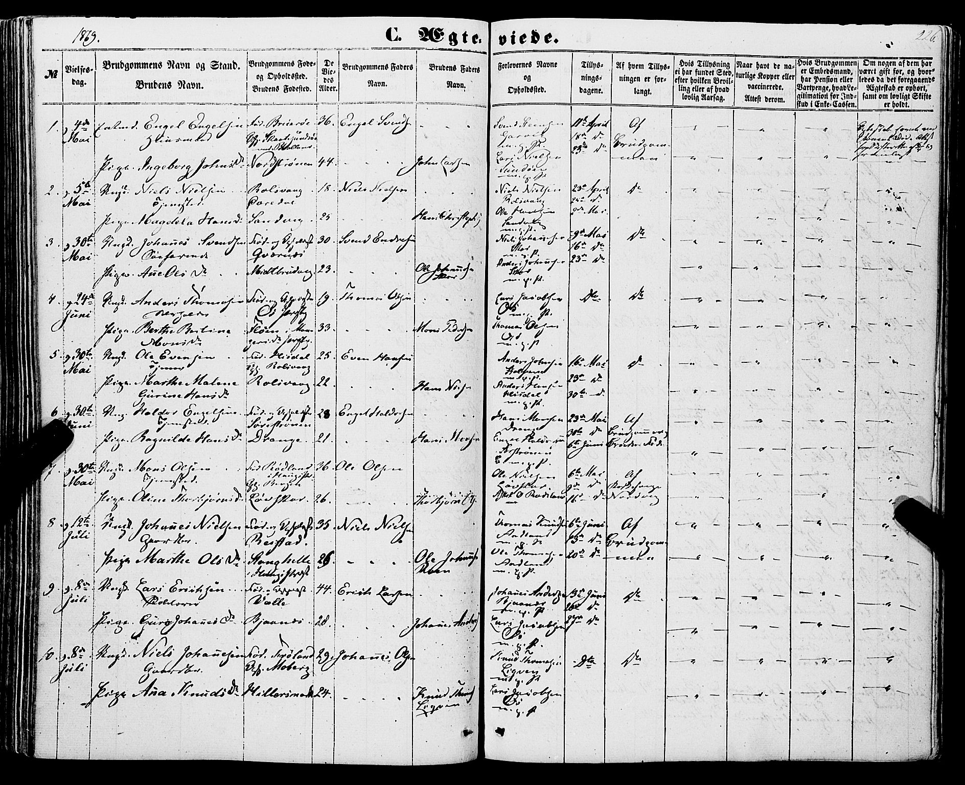 Os sokneprestembete, SAB/A-99929: Parish register (official) no. A 17, 1860-1873, p. 226