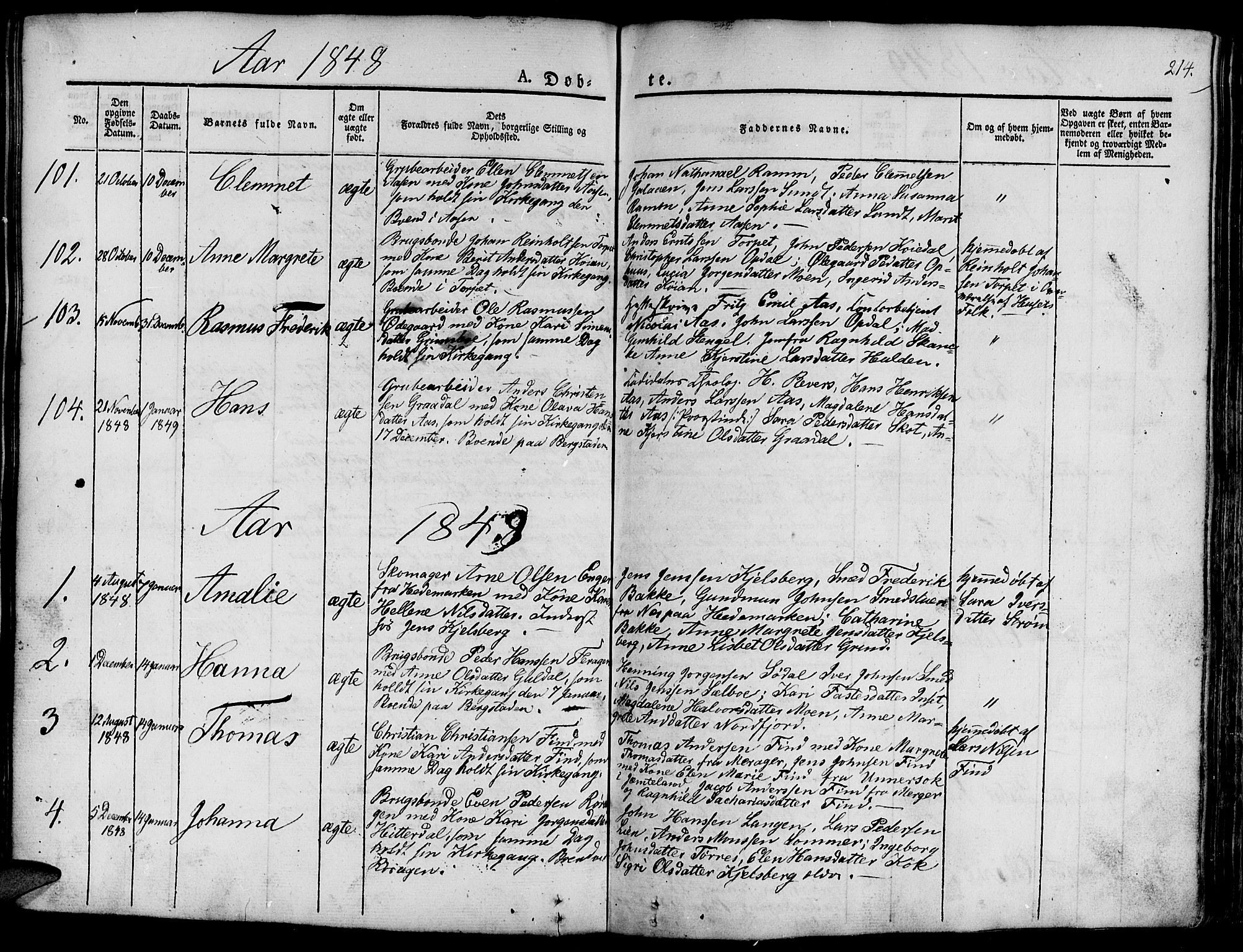 Ministerialprotokoller, klokkerbøker og fødselsregistre - Sør-Trøndelag, SAT/A-1456/681/L0938: Parish register (copy) no. 681C02, 1829-1879, p. 214