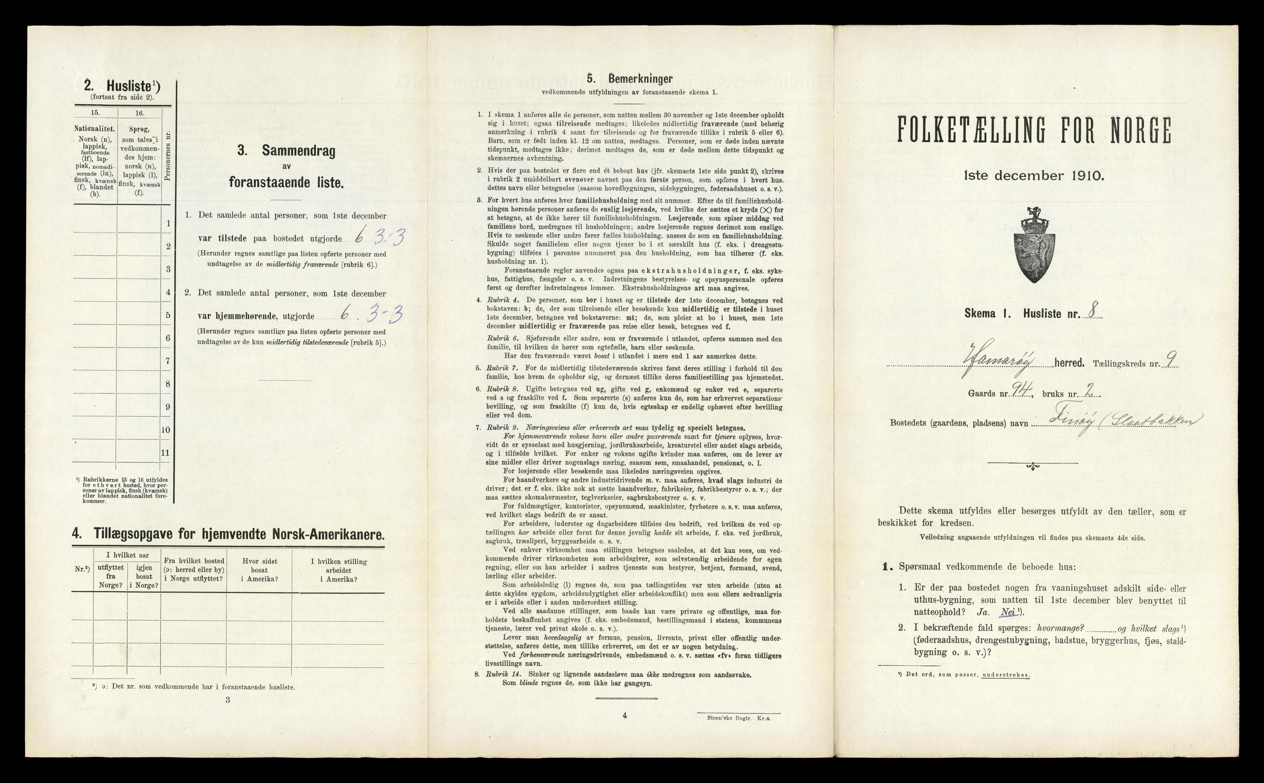 RA, 1910 census for Hamarøy, 1910, p. 920