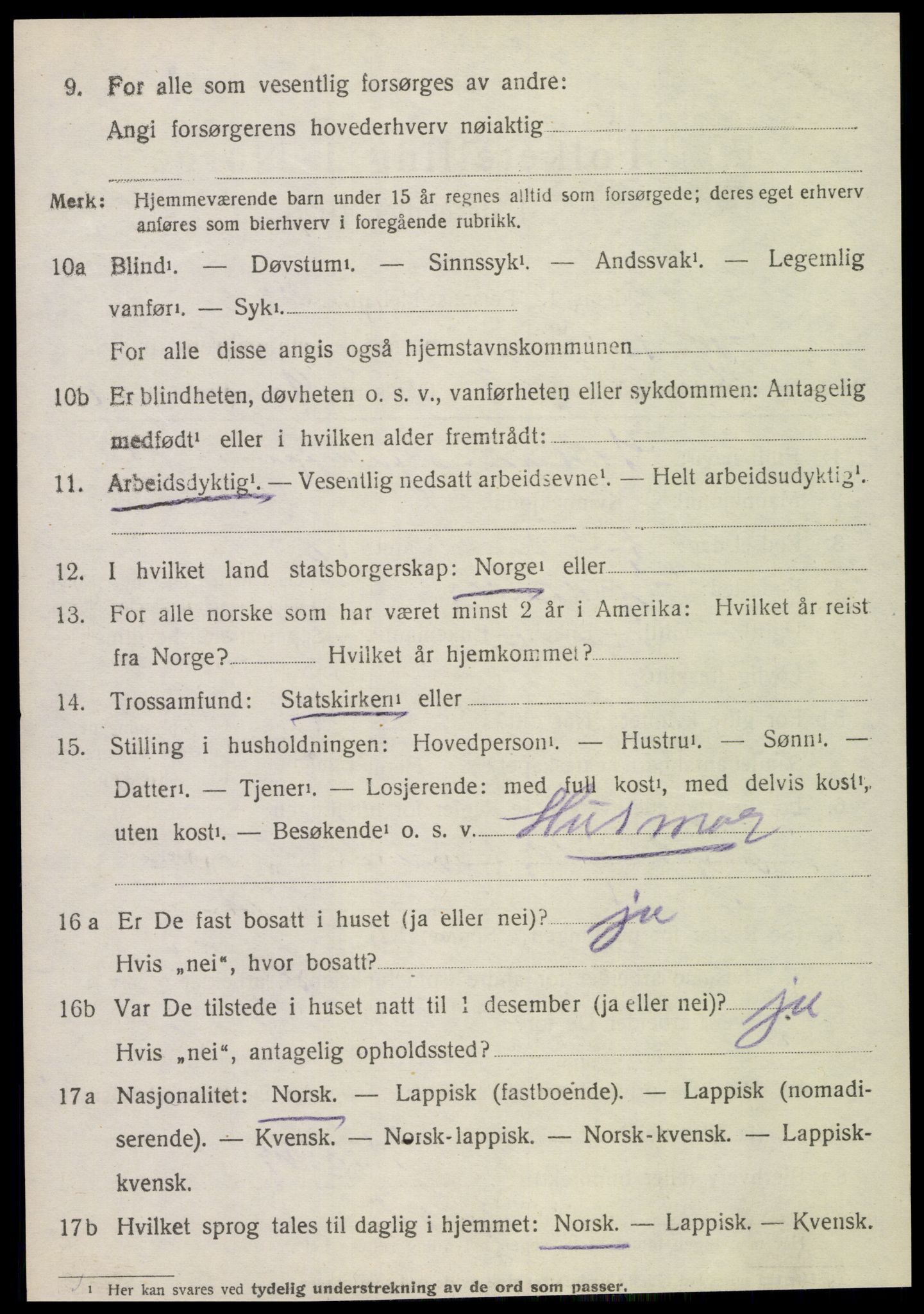 SAT, 1920 census for Sparbu, 1920, p. 5220
