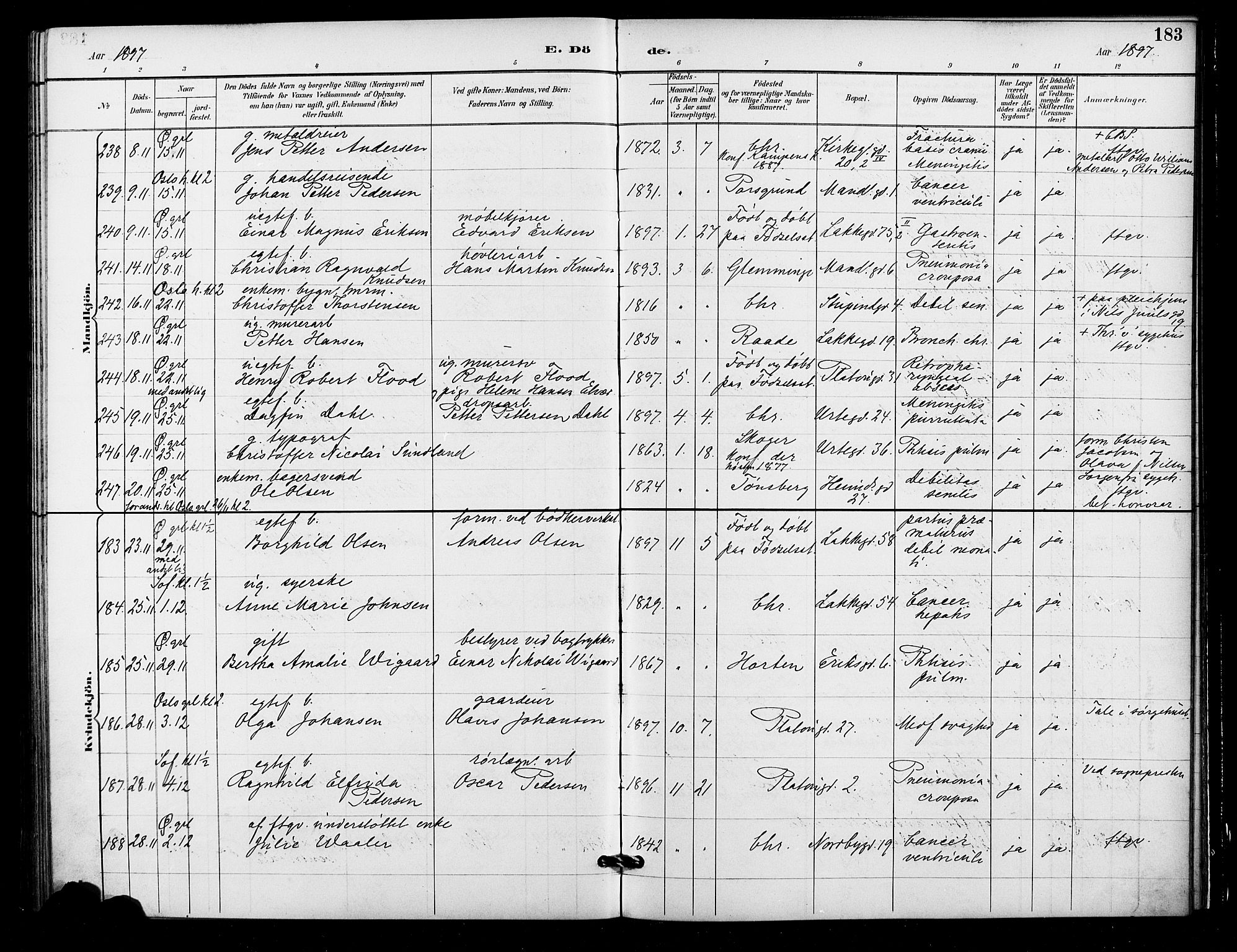 Grønland prestekontor Kirkebøker, SAO/A-10848/F/Fa/L0010: Parish register (official) no. 10, 1891-1898, p. 183