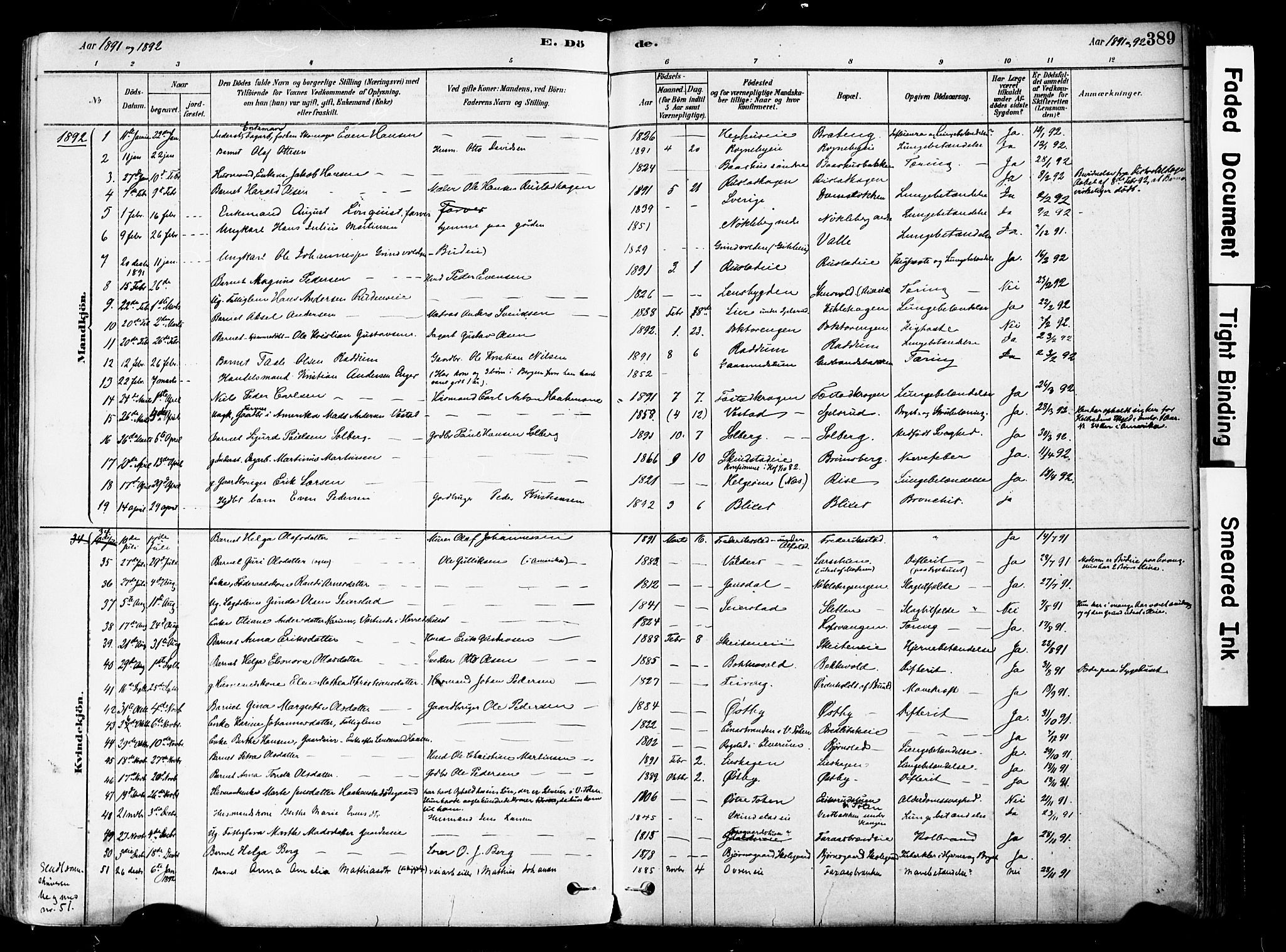 Østre Toten prestekontor, SAH/PREST-104/H/Ha/Haa/L0006: Parish register (official) no. 6 /1, 1878-1896, p. 389