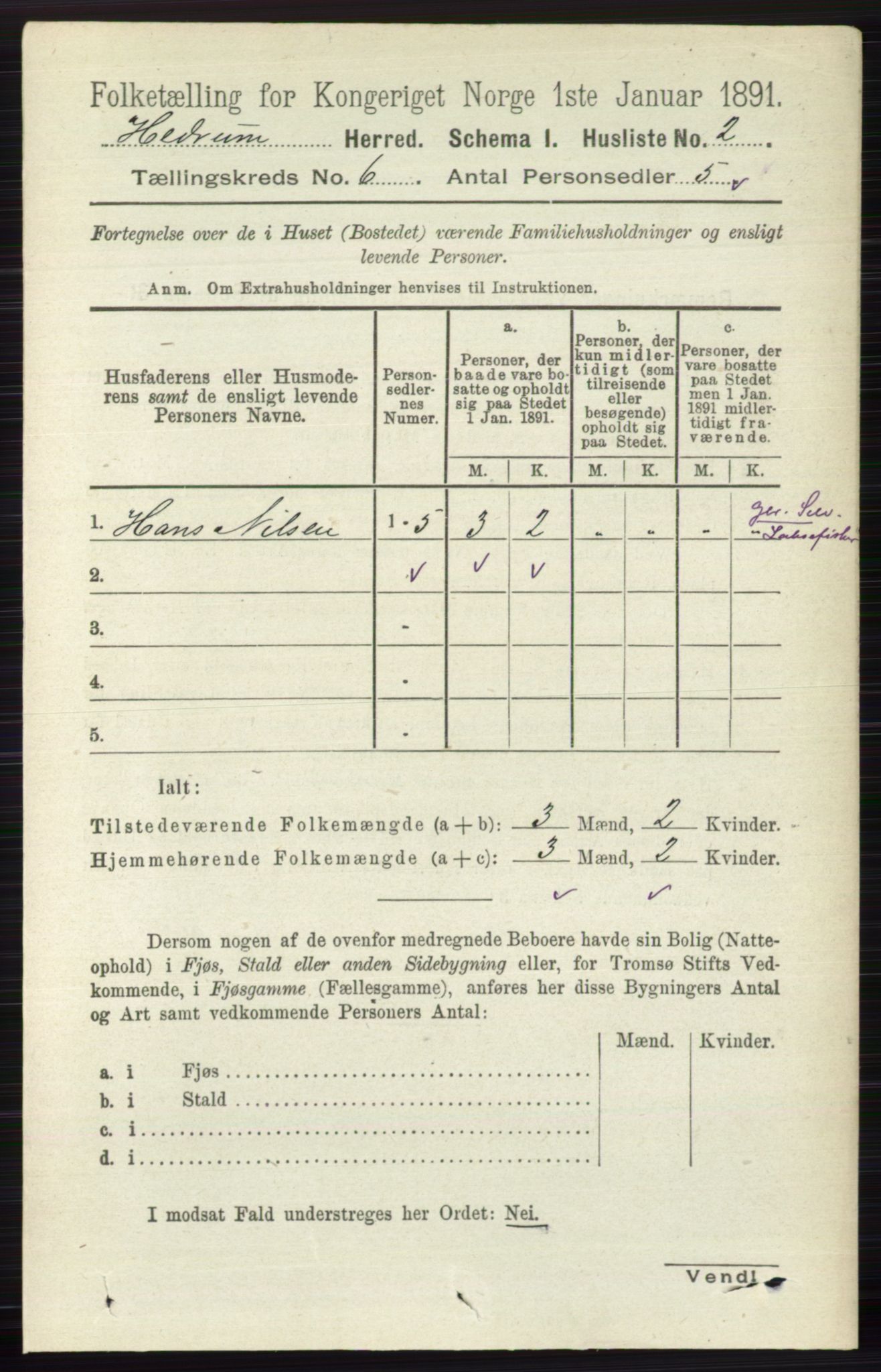 RA, 1891 census for 0727 Hedrum, 1891, p. 2478