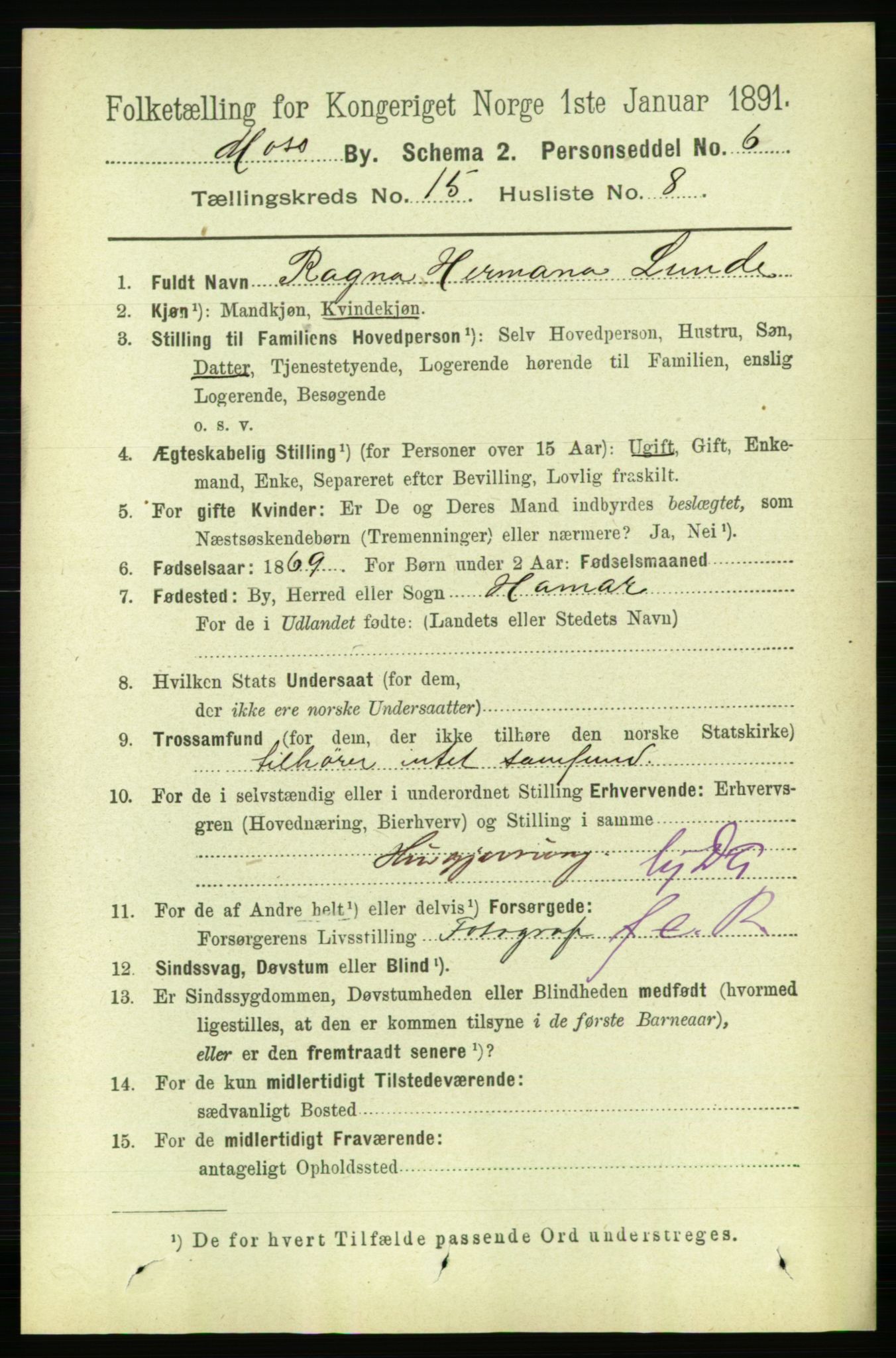 RA, 1891 census for 0104 Moss, 1891, p. 7340