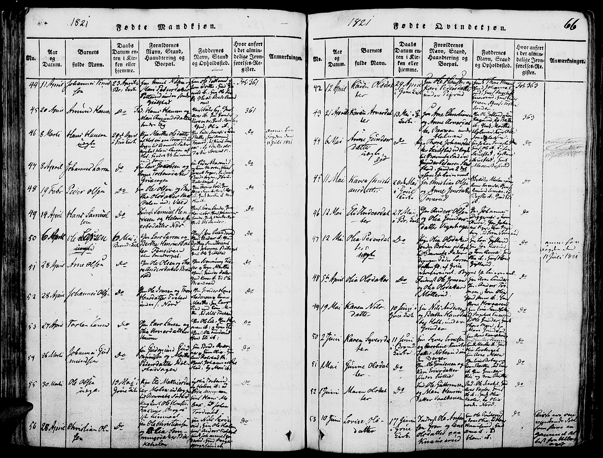 Grue prestekontor, SAH/PREST-036/H/Ha/Haa/L0006: Parish register (official) no. 6, 1814-1830, p. 66