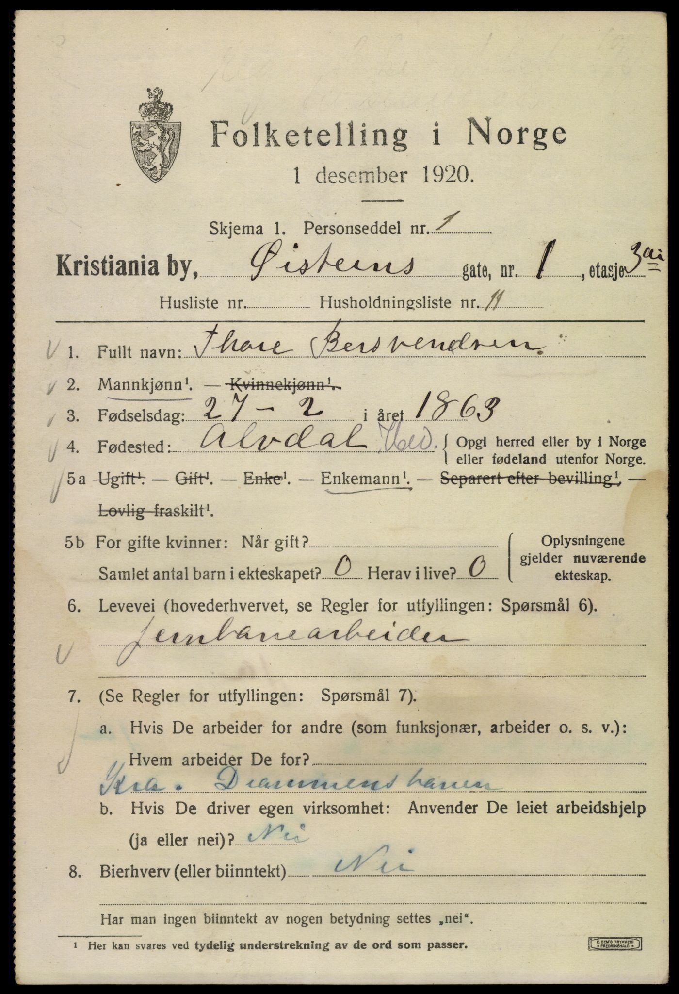 SAO, 1920 census for Kristiania, 1920, p. 654765