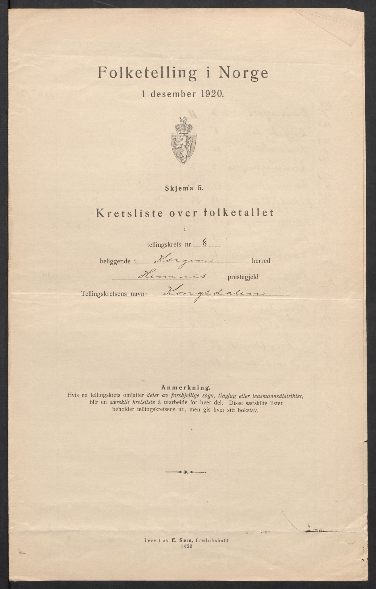 SAT, 1920 census for Korgen, 1920, p. 27