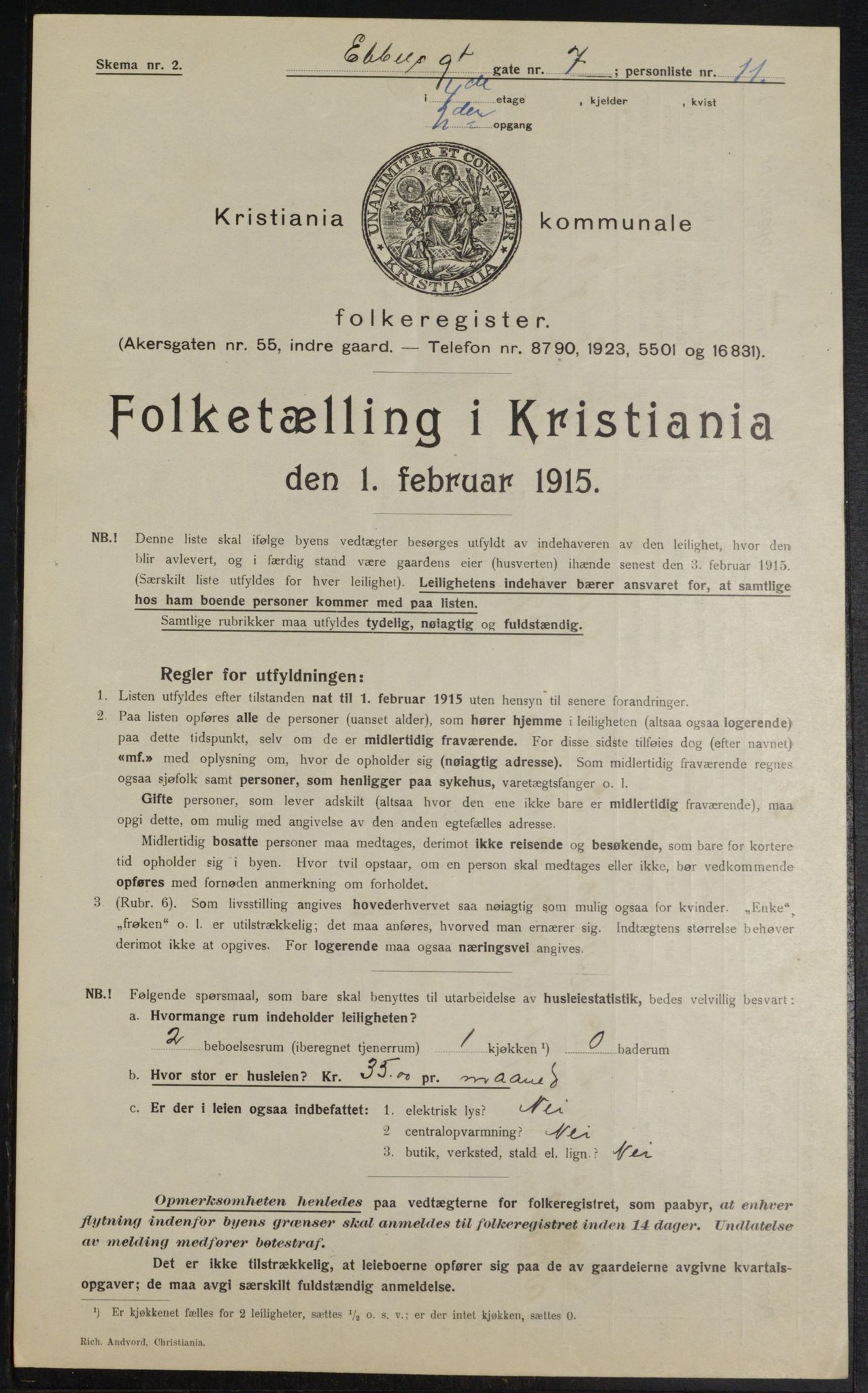 OBA, Municipal Census 1915 for Kristiania, 1915, p. 17690