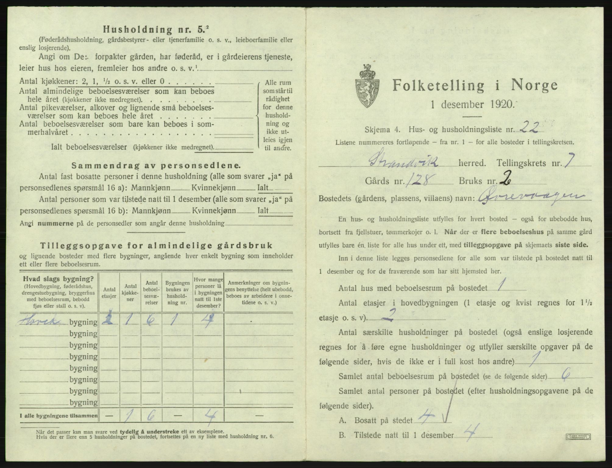 SAB, 1920 census for Strandvik, 1920, p. 736