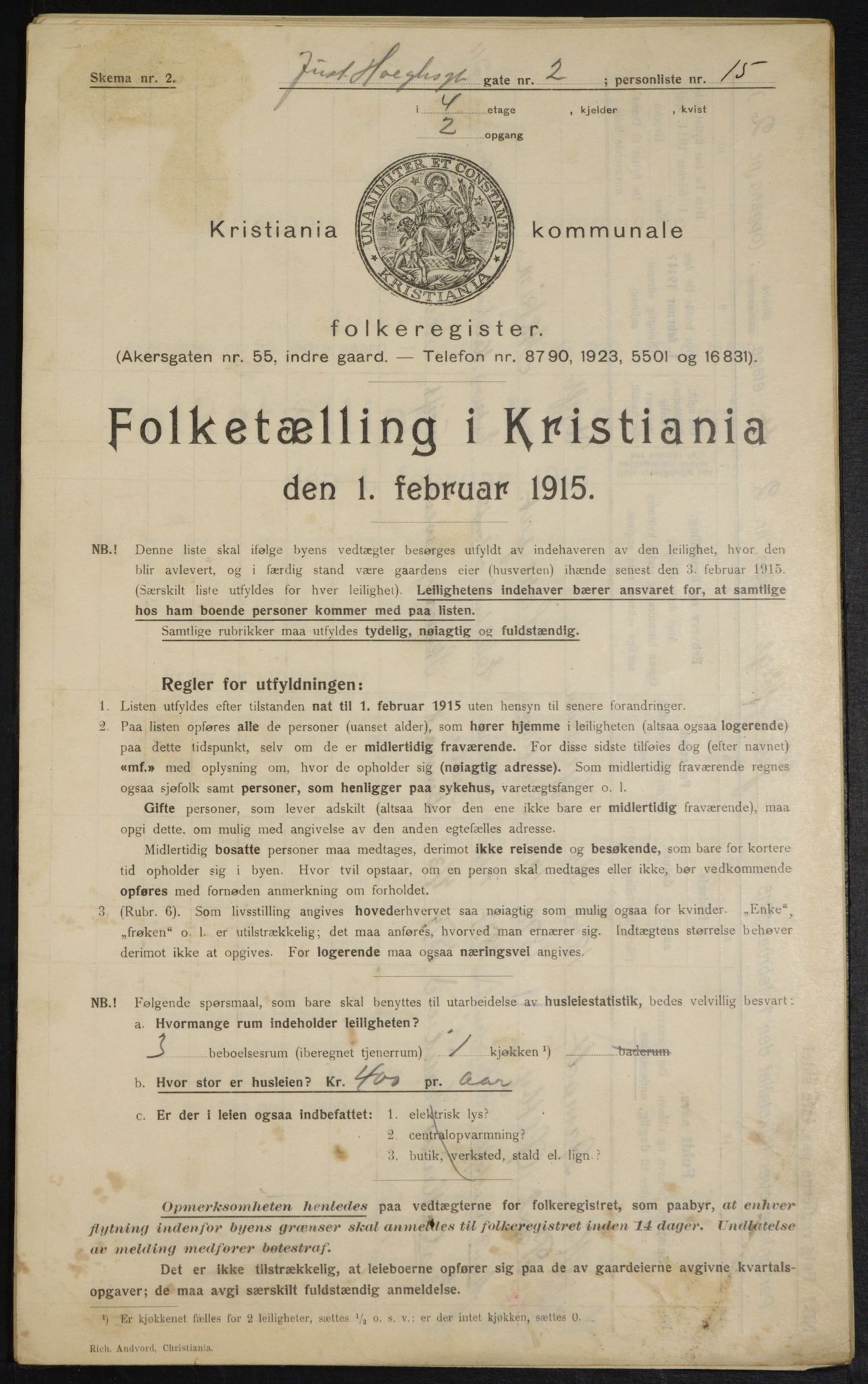 OBA, Municipal Census 1915 for Kristiania, 1915, p. 47139