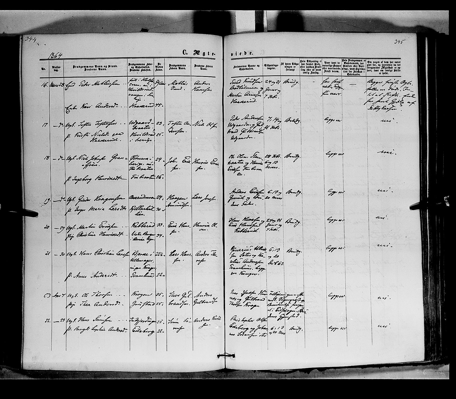 Vinger prestekontor, SAH/PREST-024/H/Ha/Haa/L0011: Parish register (official) no. 11, 1862-1870, p. 345