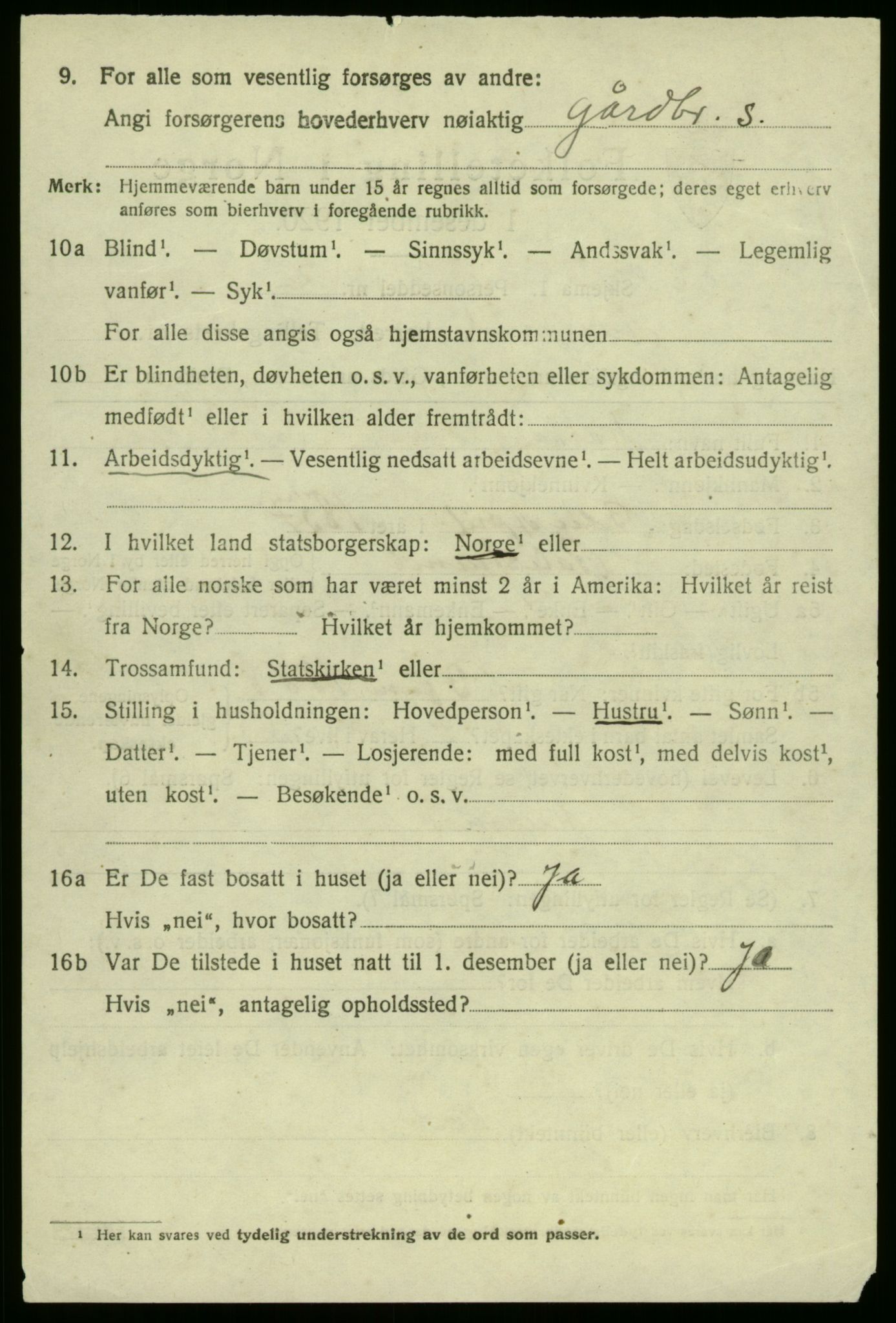 SAB, 1920 census for Aurland, 1920, p. 801