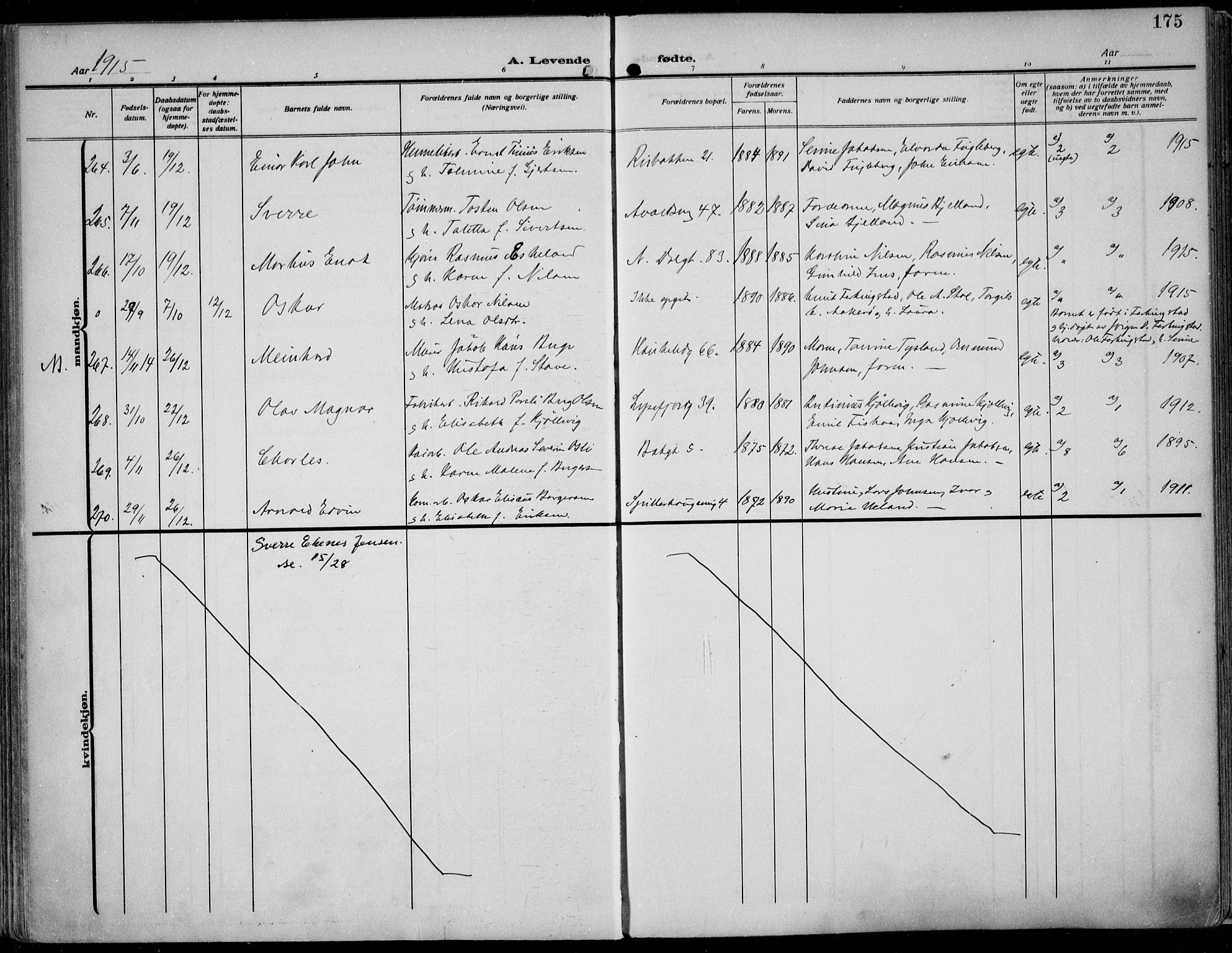 St. Johannes sokneprestkontor, SAST/A-101814/002/B/L0002: Parish register (official) no. A 9, 1911-1921, p. 175