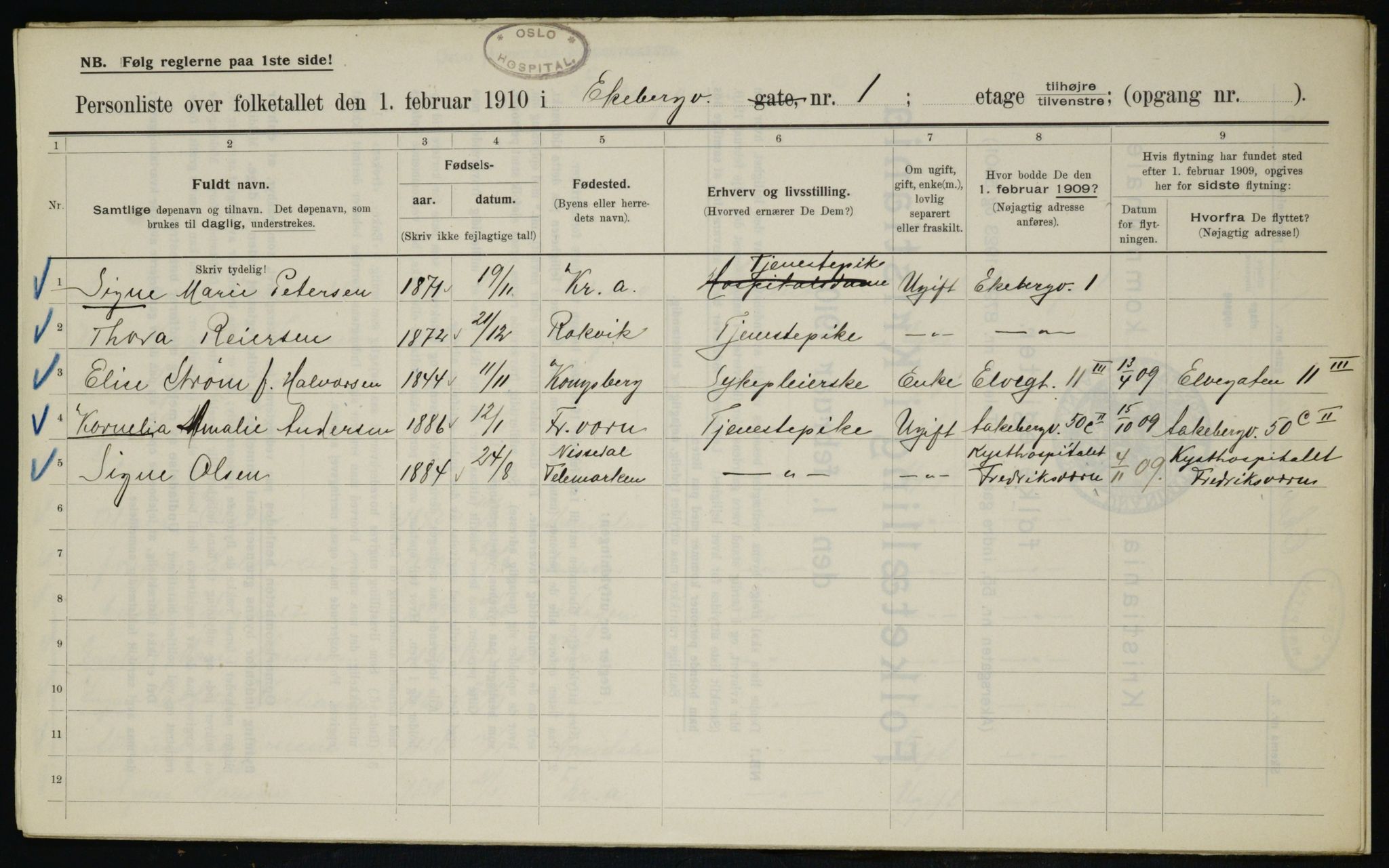 OBA, Municipal Census 1910 for Kristiania, 1910, p. 18391