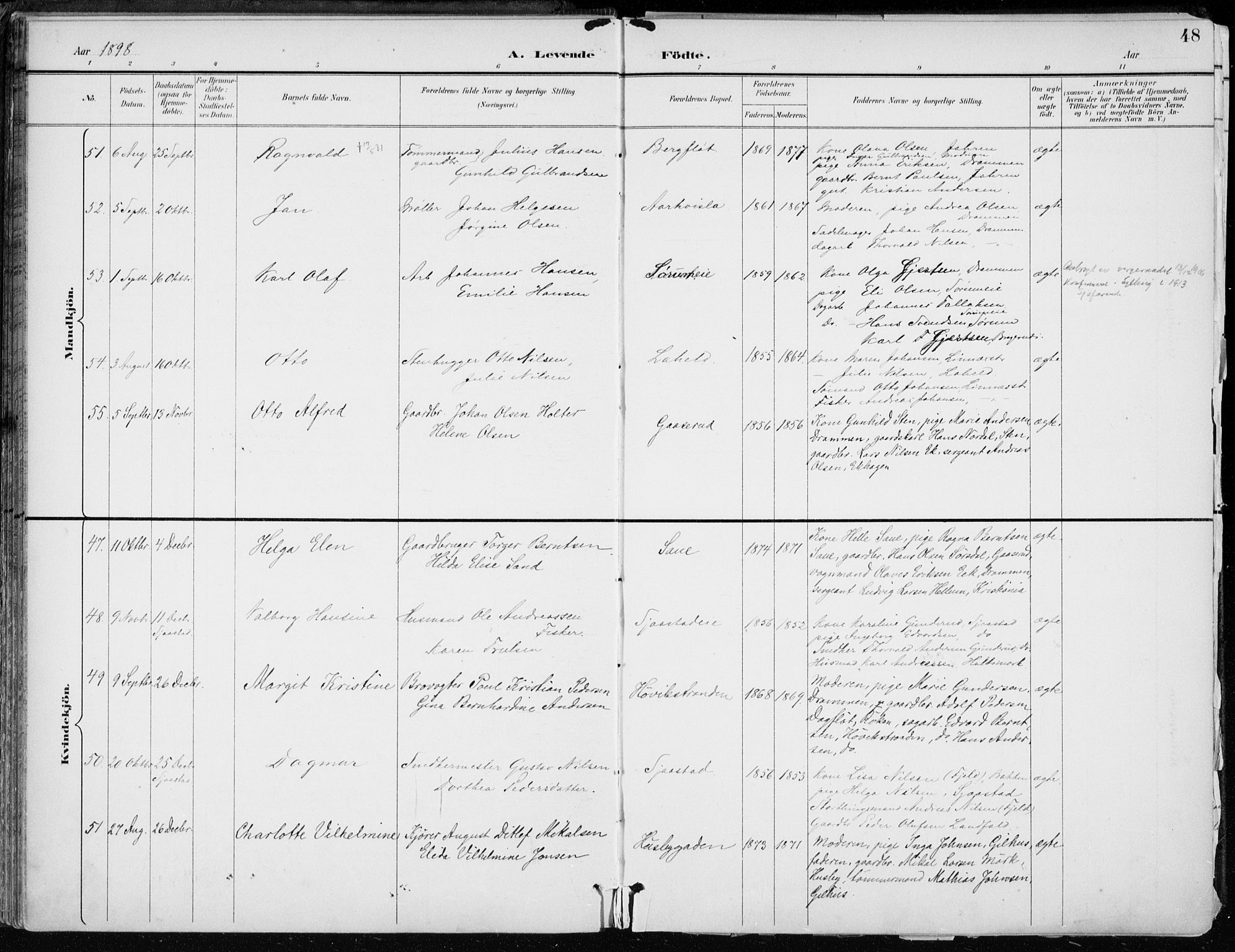 Lier kirkebøker, SAKO/A-230/F/Fa/L0016: Parish register (official) no. I 16, 1895-1900, p. 48