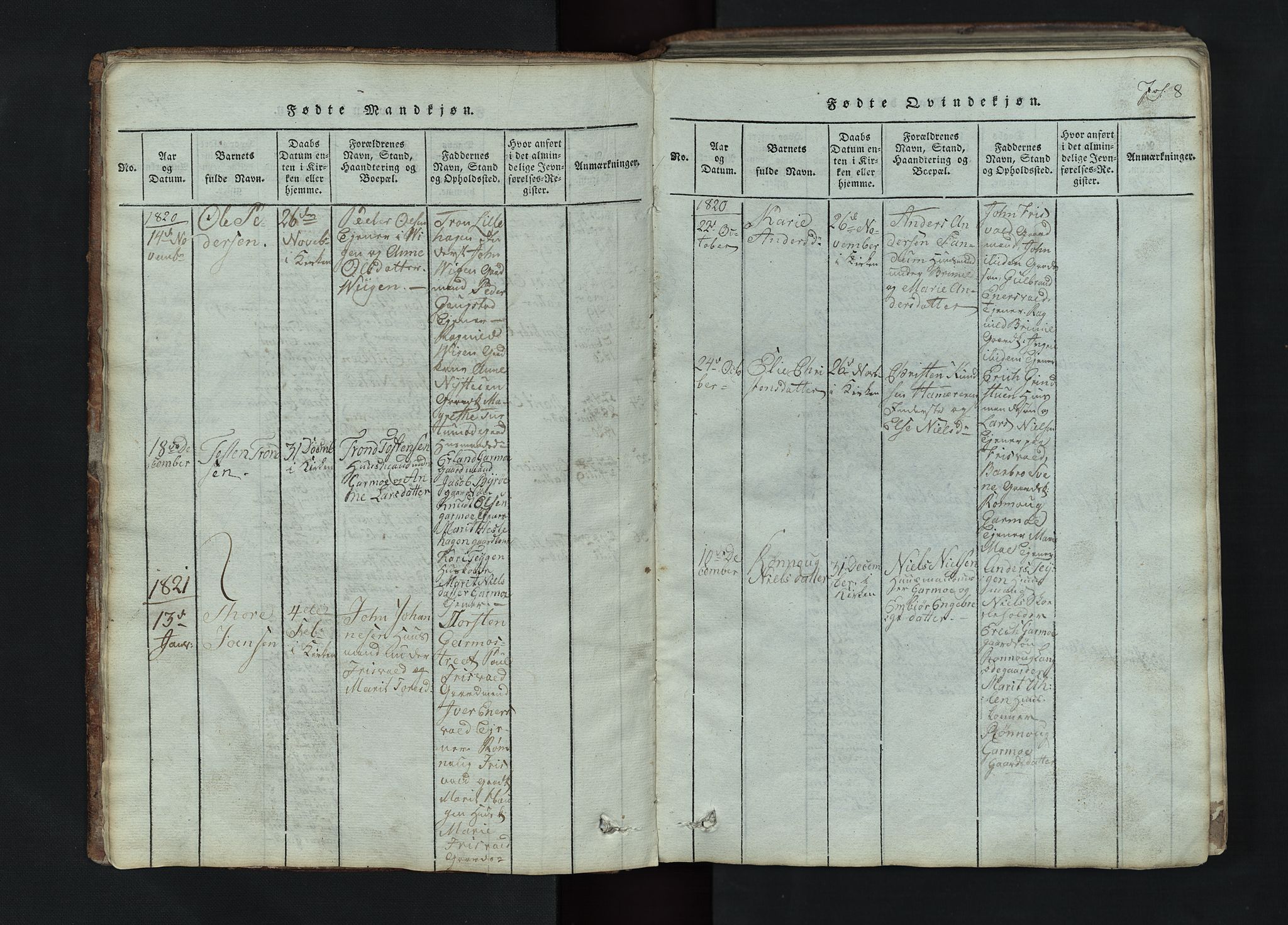 Lom prestekontor, SAH/PREST-070/L/L0002: Parish register (copy) no. 2, 1815-1844, p. 8