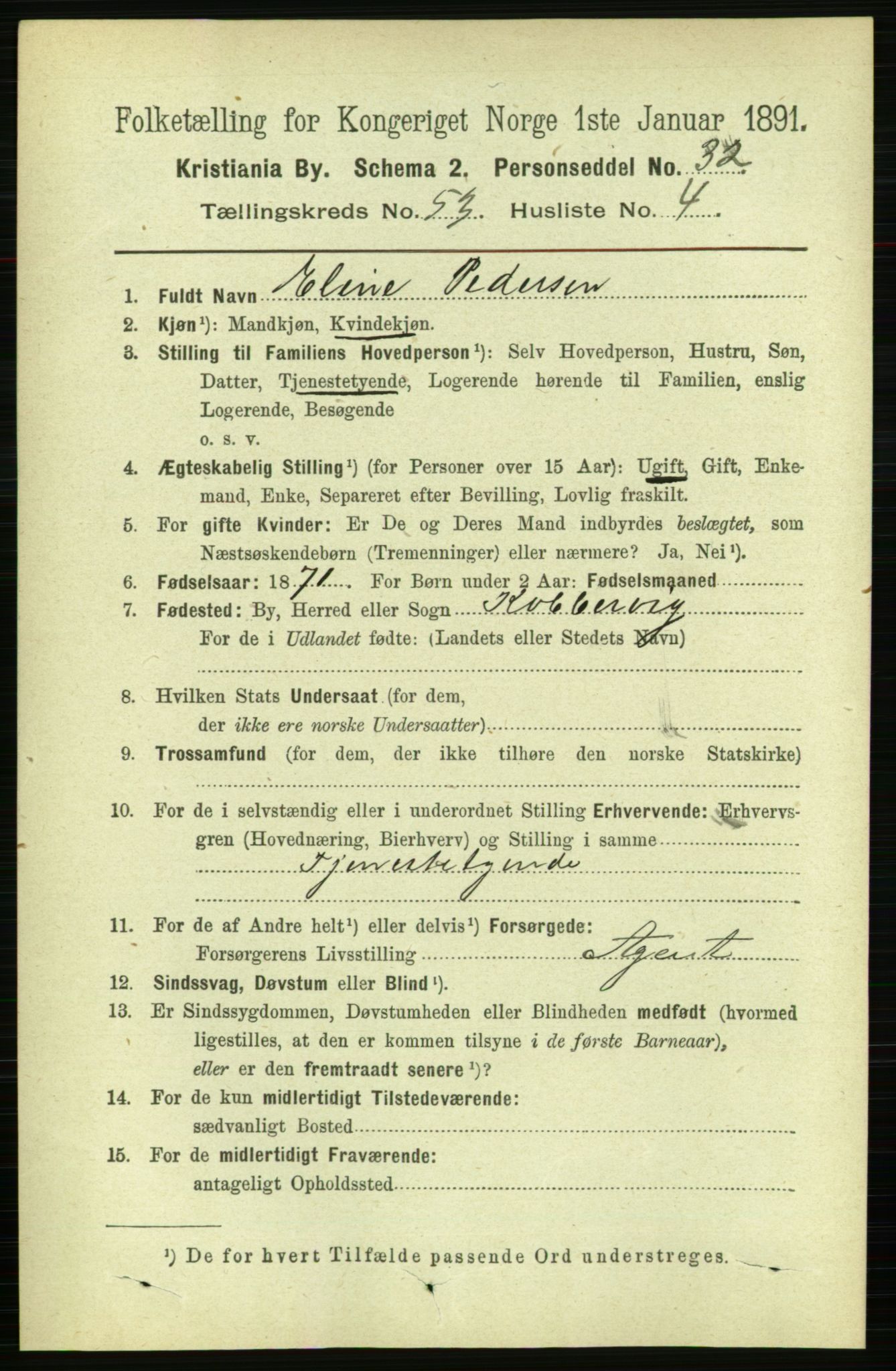 RA, 1891 census for 0301 Kristiania, 1891, p. 29915