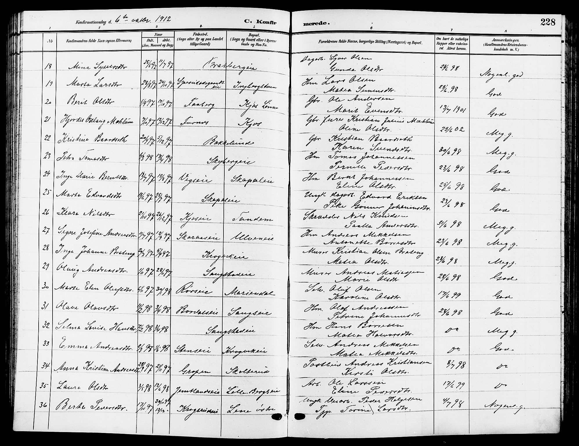 Ringsaker prestekontor, AV/SAH-PREST-014/L/La/L0015: Parish register (copy) no. 15, 1903-1912, p. 228