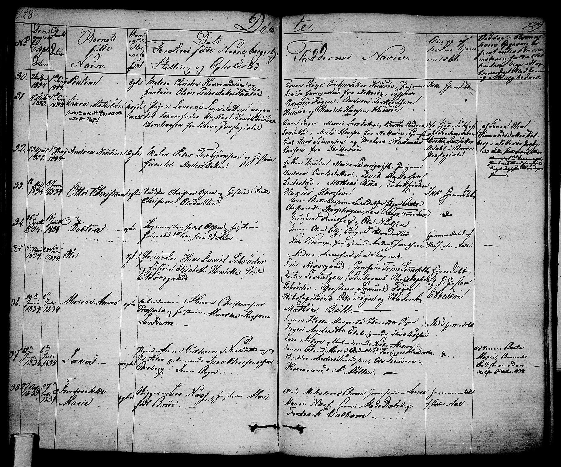 Tønsberg kirkebøker, SAKO/A-330/F/Fa/L0005: Parish register (official) no. I 5, 1827-1836, p. 128-129