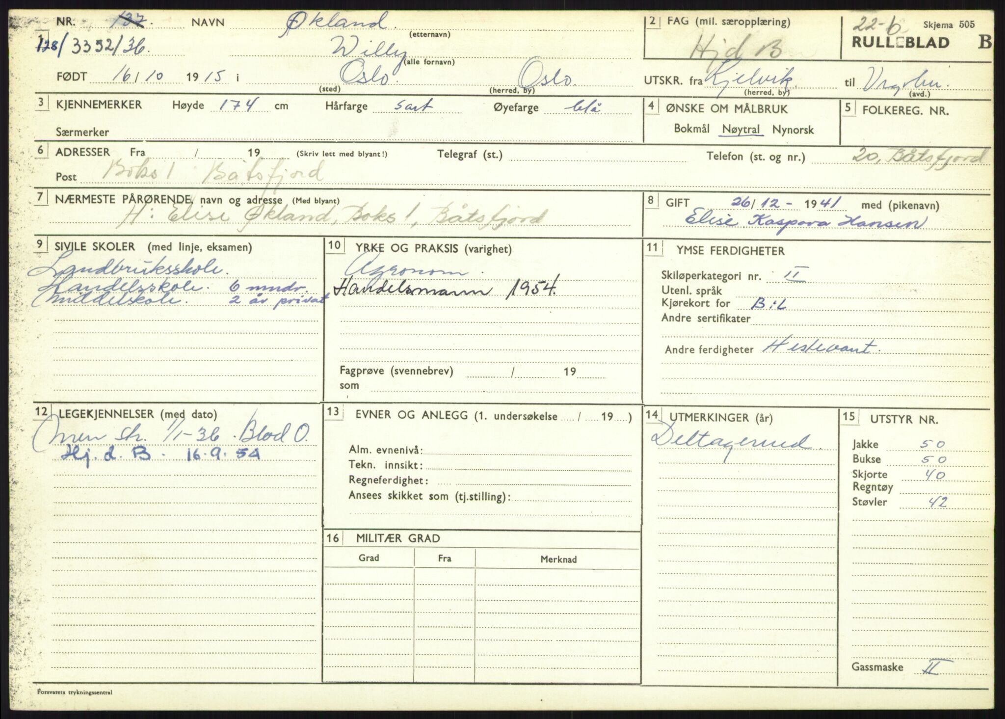 Forsvaret, Varanger bataljon, AV/RA-RAFA-2258/1/D/L0445: Rulleblad for menige født 1915-1916, 1915-1916, p. 290