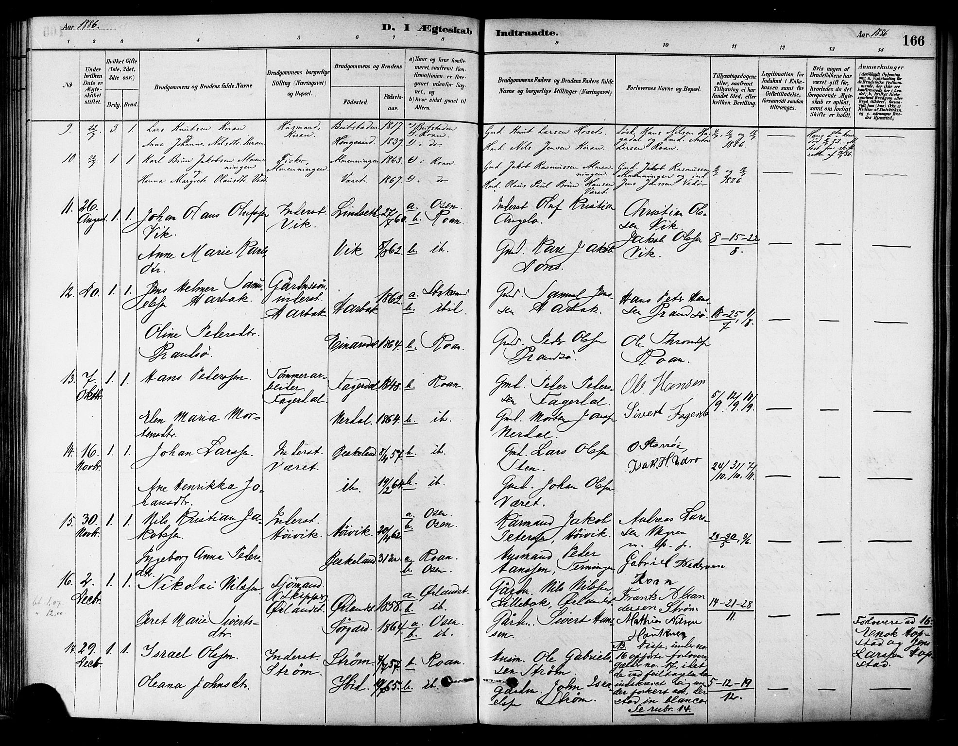 Ministerialprotokoller, klokkerbøker og fødselsregistre - Sør-Trøndelag, SAT/A-1456/657/L0707: Parish register (official) no. 657A08, 1879-1893, p. 166