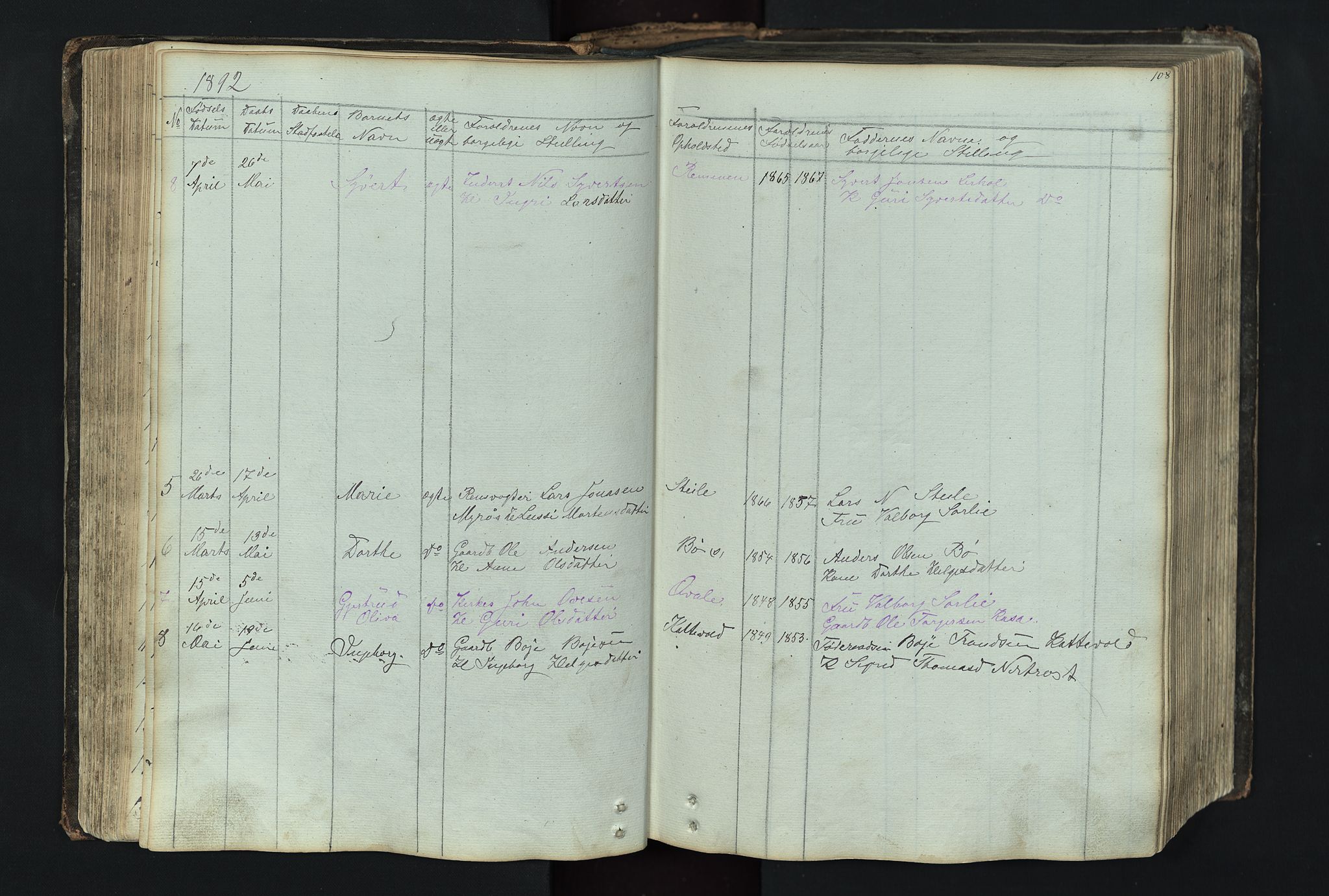 Vang prestekontor, Valdres, SAH/PREST-140/H/Hb/L0004: Parish register (copy) no. 4, 1835-1892, p. 108