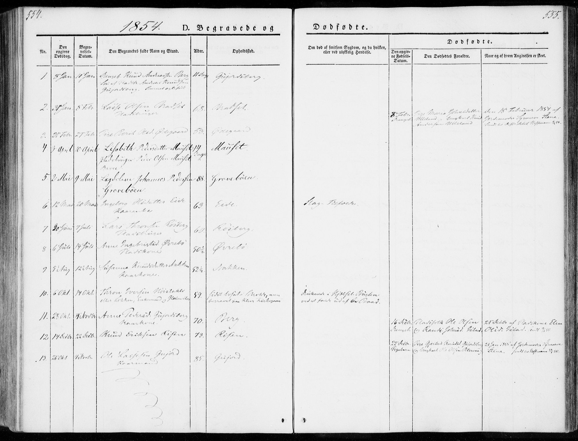 Ministerialprotokoller, klokkerbøker og fødselsregistre - Møre og Romsdal, AV/SAT-A-1454/557/L0680: Parish register (official) no. 557A02, 1843-1869, p. 554-555