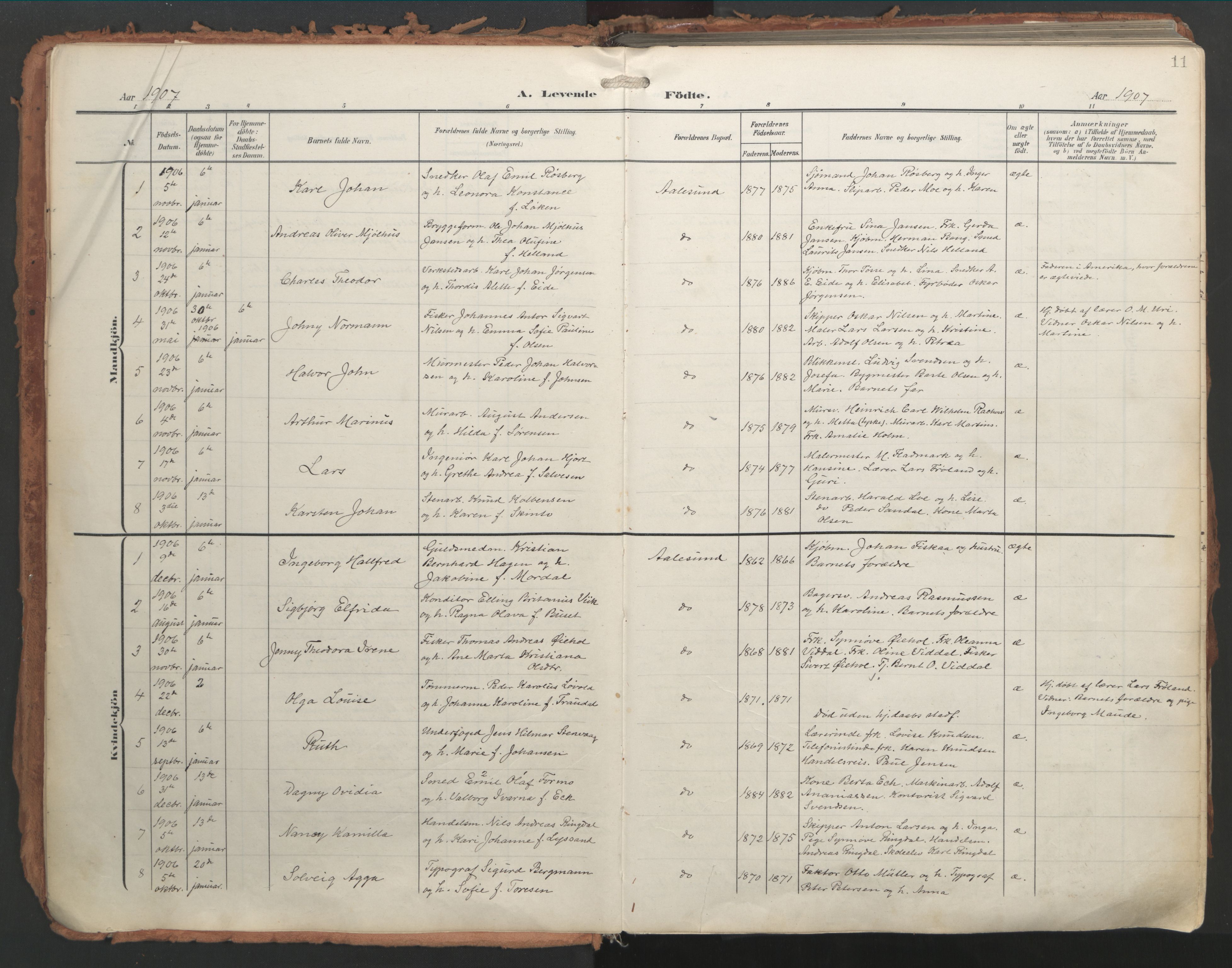 Ministerialprotokoller, klokkerbøker og fødselsregistre - Møre og Romsdal, AV/SAT-A-1454/529/L0460: Parish register (official) no. 529A10, 1906-1917, p. 11