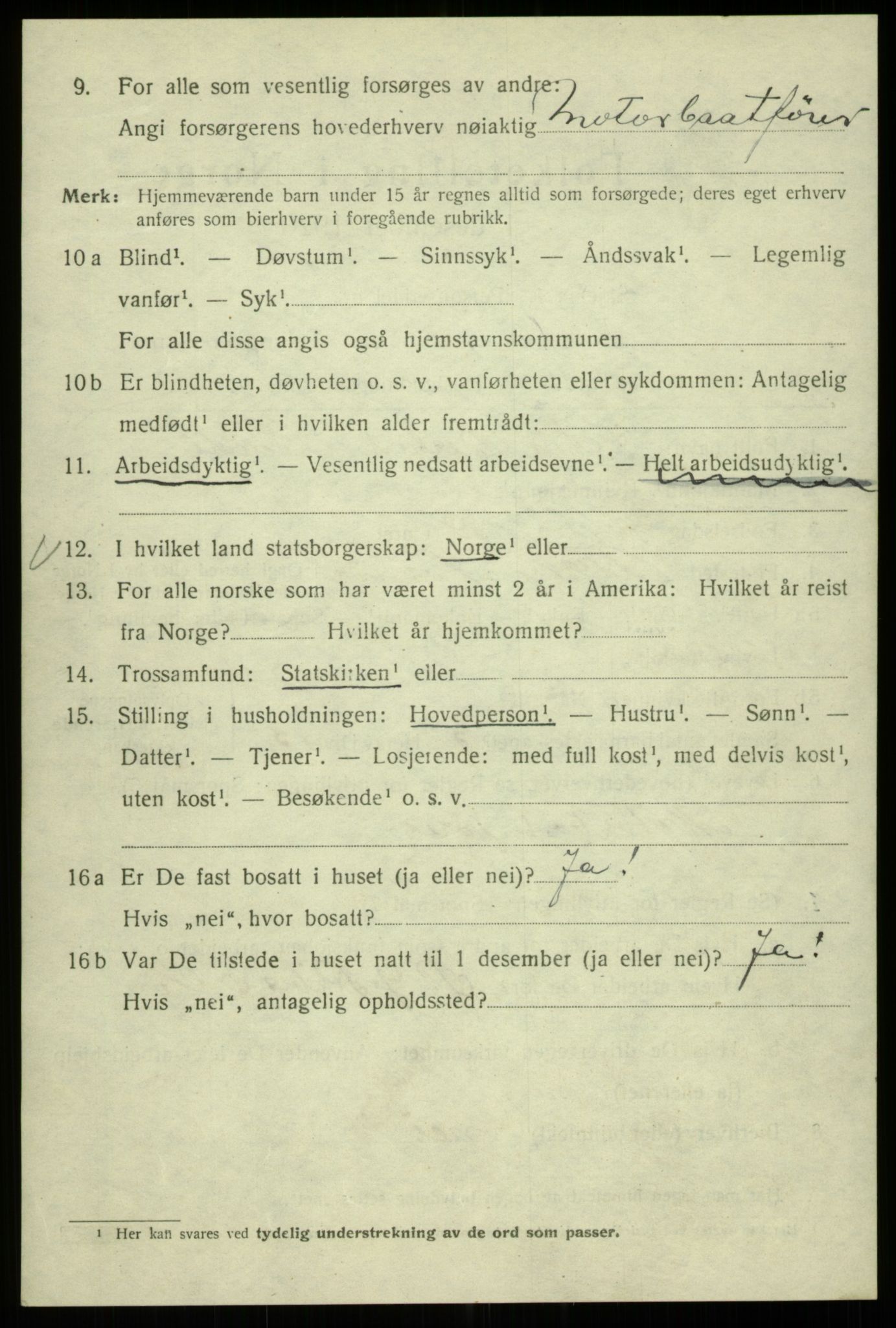 SAB, 1920 census for Bergen, 1920, p. 94126